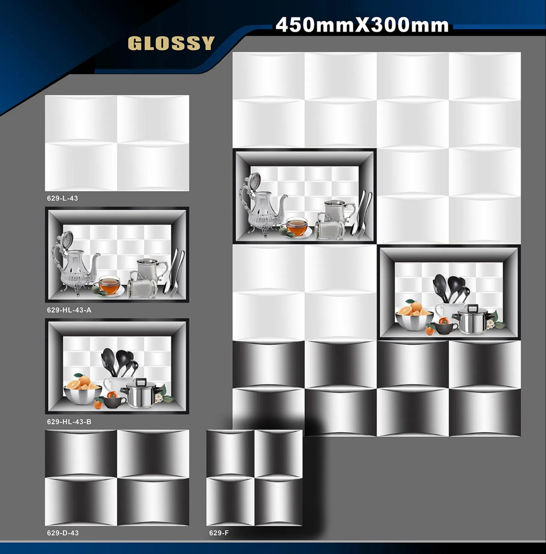 12 X 18 Kitchen 608 To 737 - Design 19 - 300x450mm Glossy