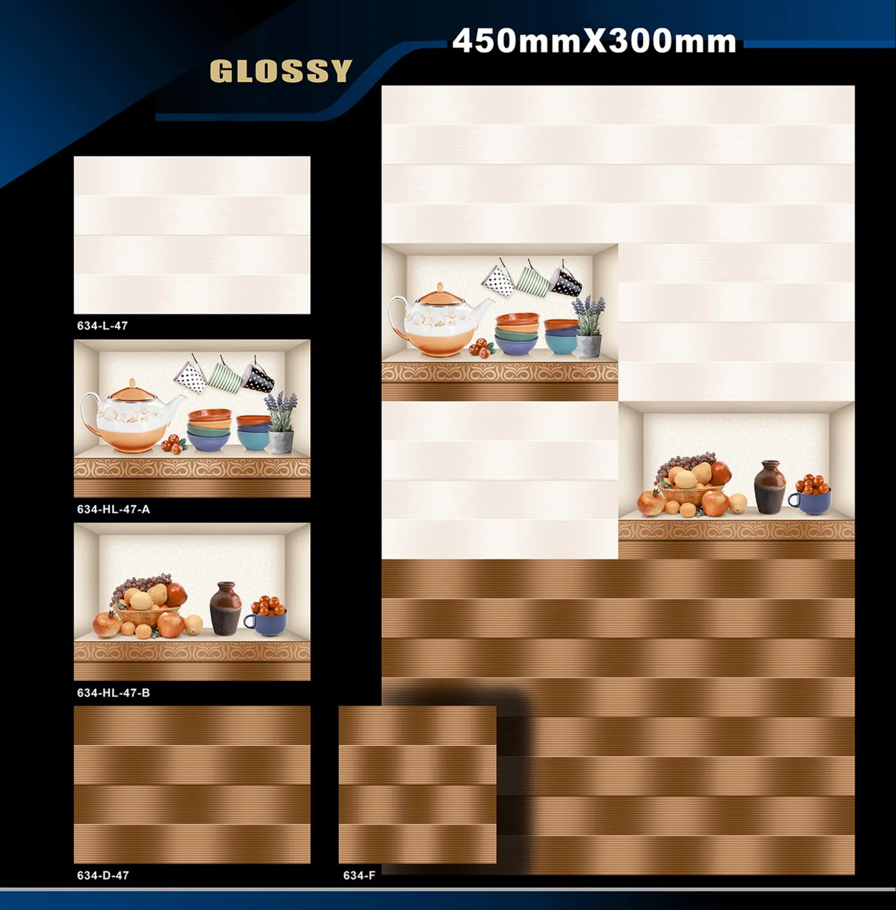 12 X 18 Kitchen 608 To 737 - Design 20 - 300x450mm Glossy