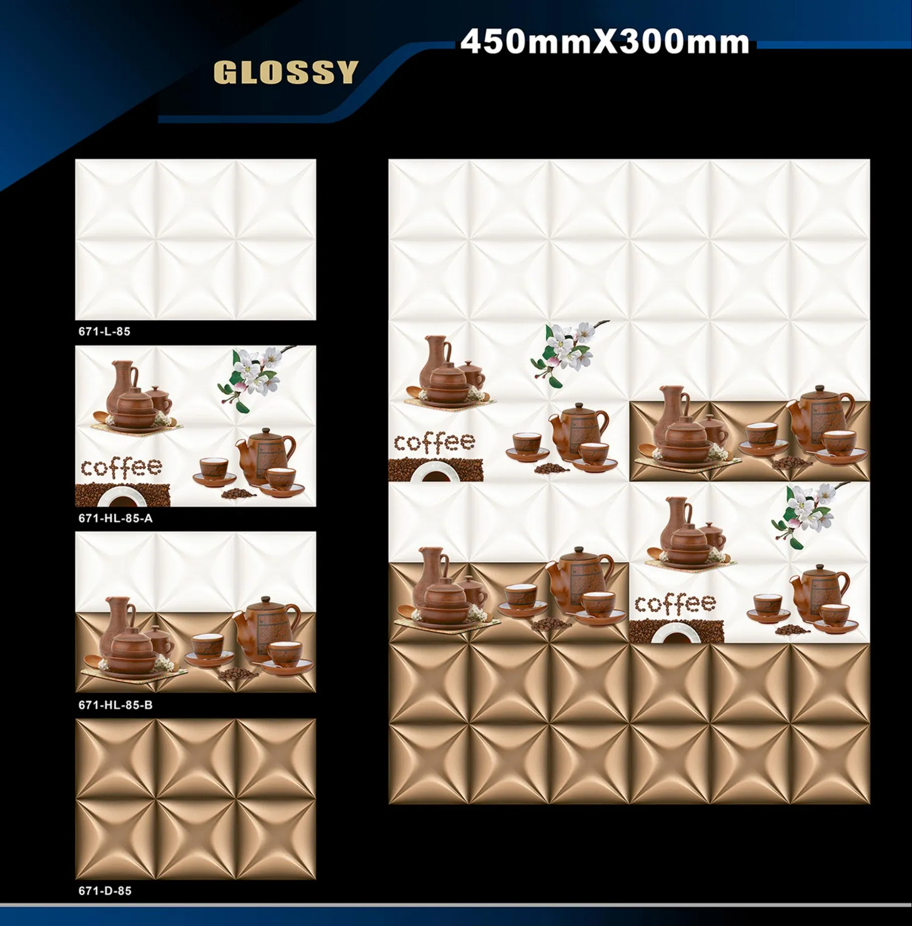 12 X 18 Kitchen 608 To 737 - Design 21 - 300x450mm Glossy