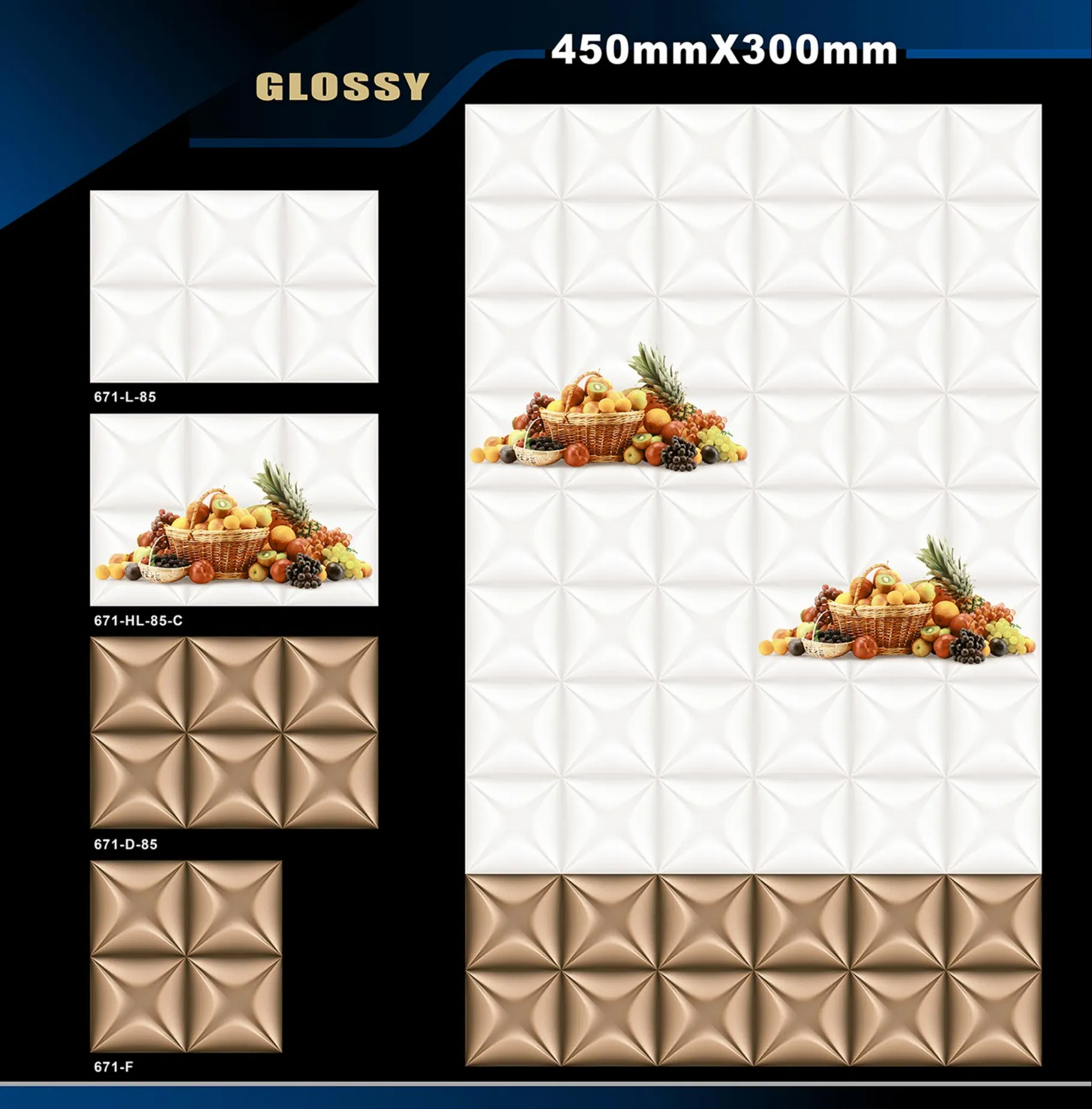 12 X 18 Kitchen 608 To 737 - Design 22 - 300x450mm Glossy