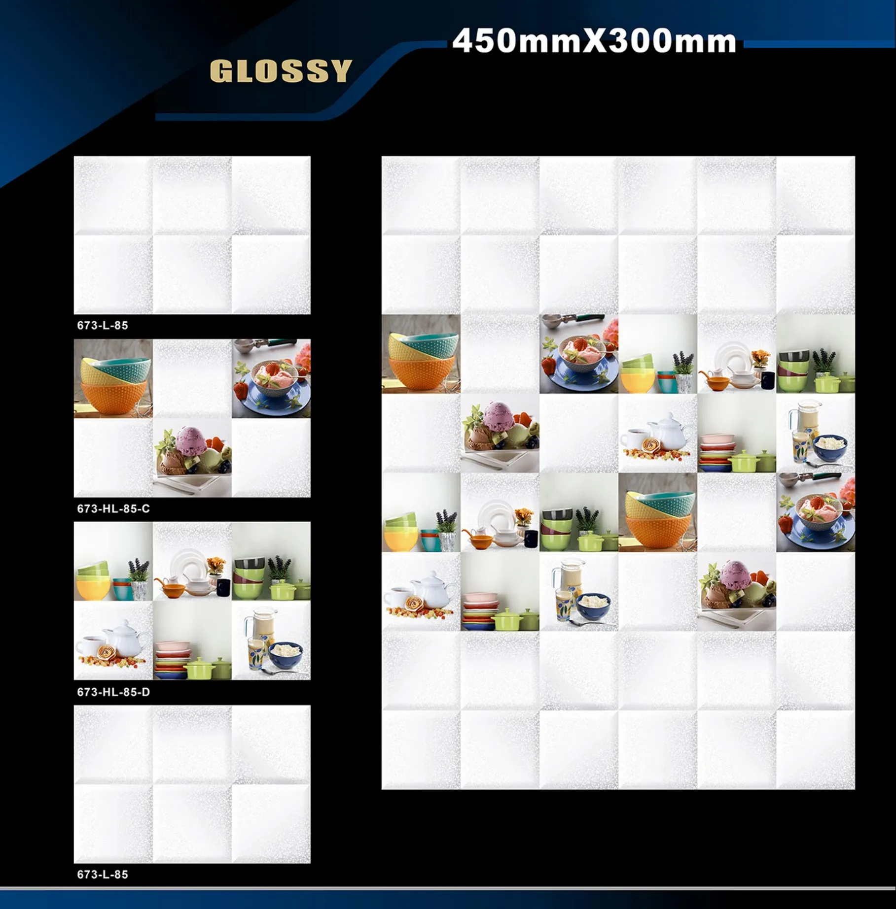12 X 18 Kitchen 608 To 737 - Design 25 - 300x450mm Glossy