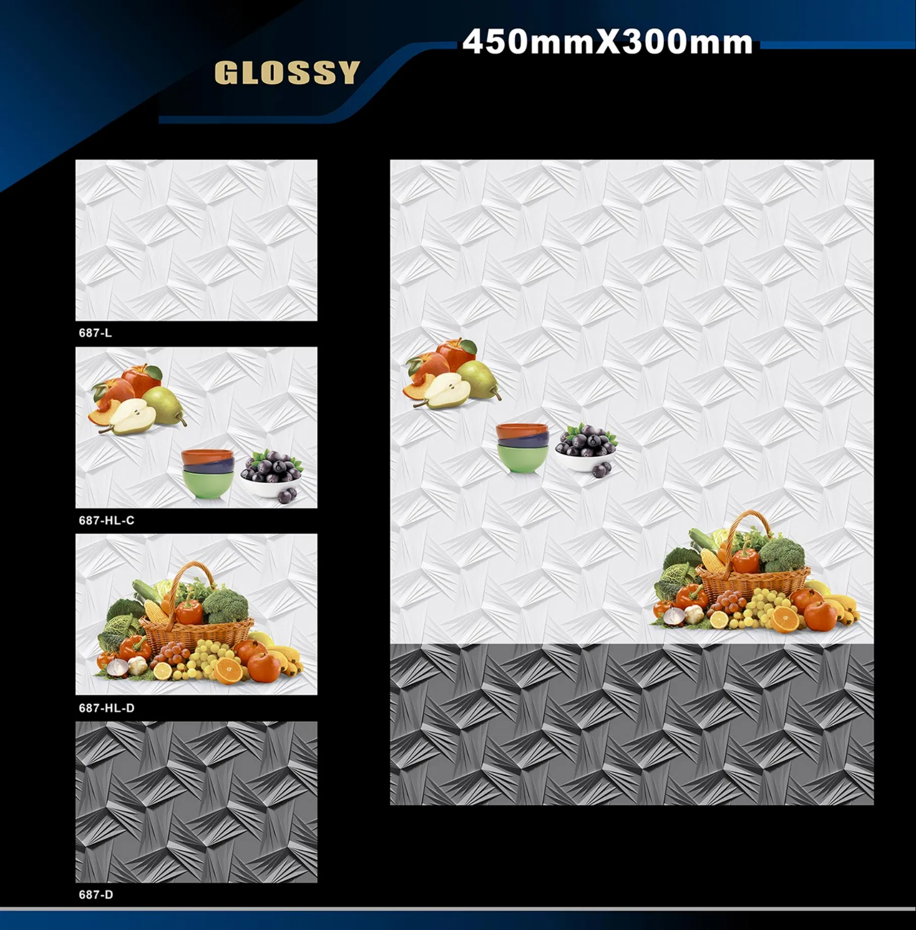 12 X 18 Kitchen 608 To 737 - Design 33 - 300x450mm Glossy