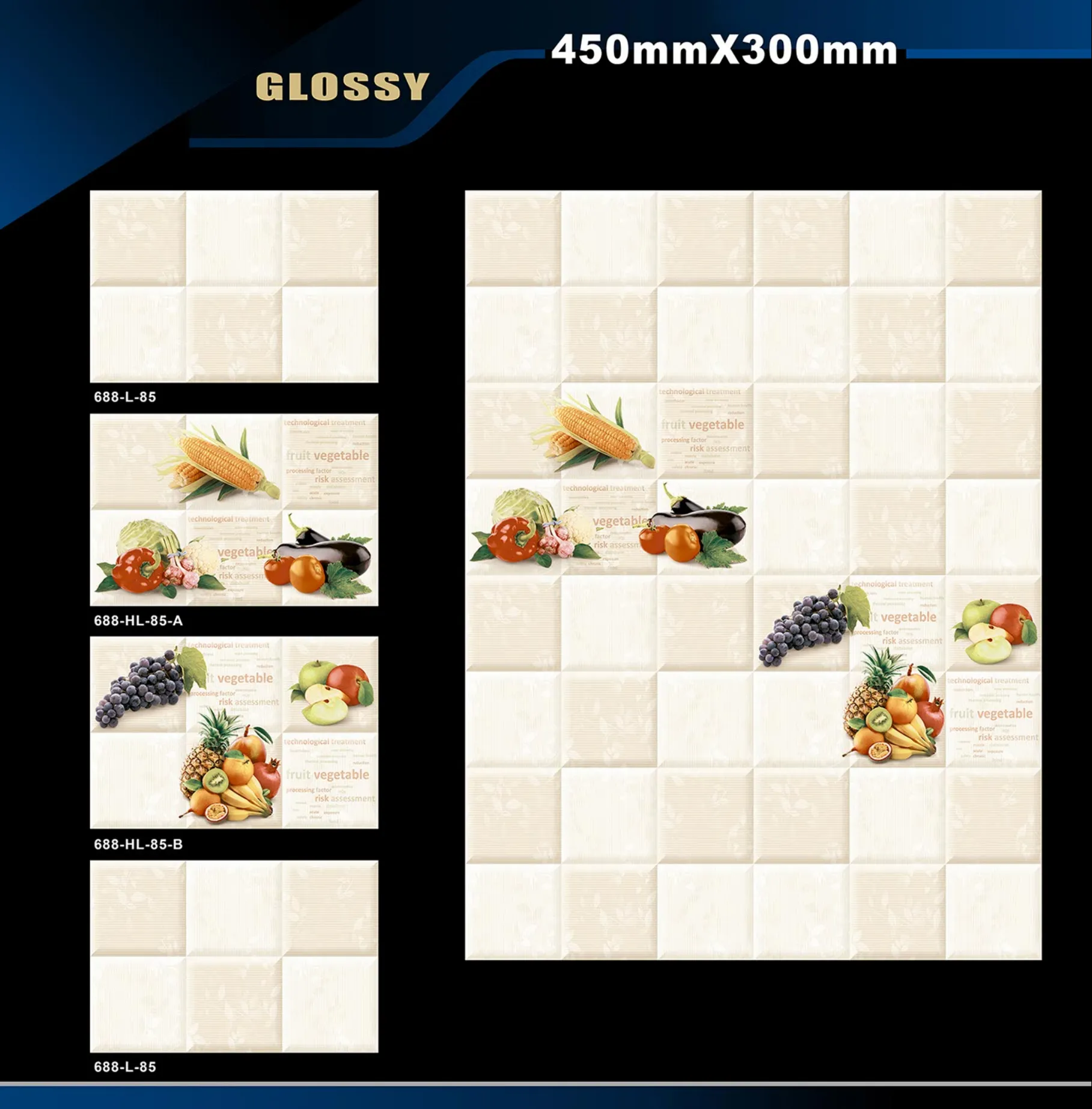 12 X 18 Kitchen 608 To 737 - Design 36 - 300x450mm Glossy