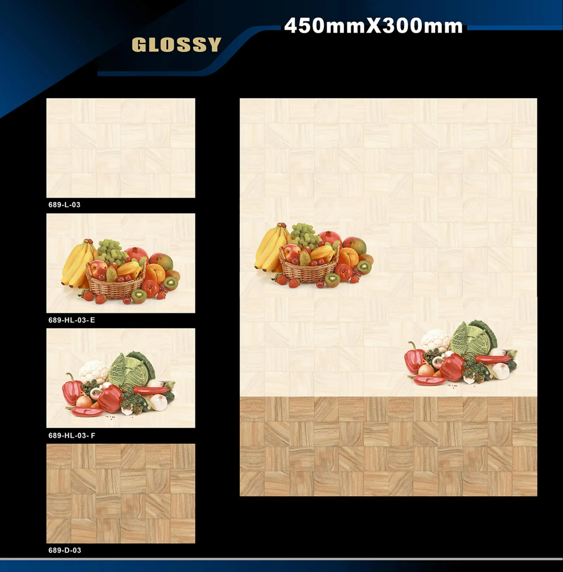 12 X 18 Kitchen 608 To 737 - Design 40 - 300x450mm Glossy