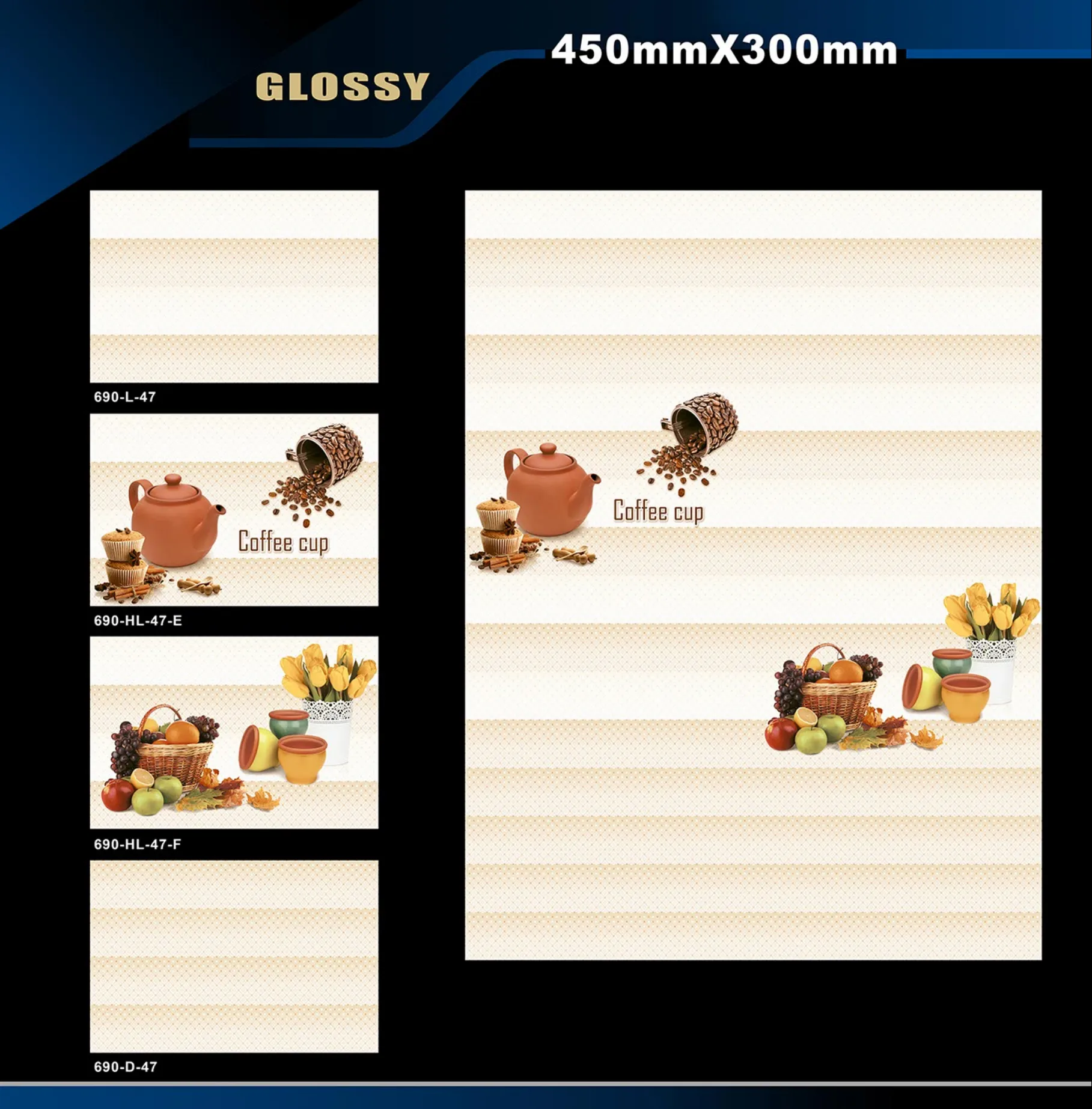 12 X 18 Kitchen 608 To 737 - Design 43 - 300x450mm Glossy