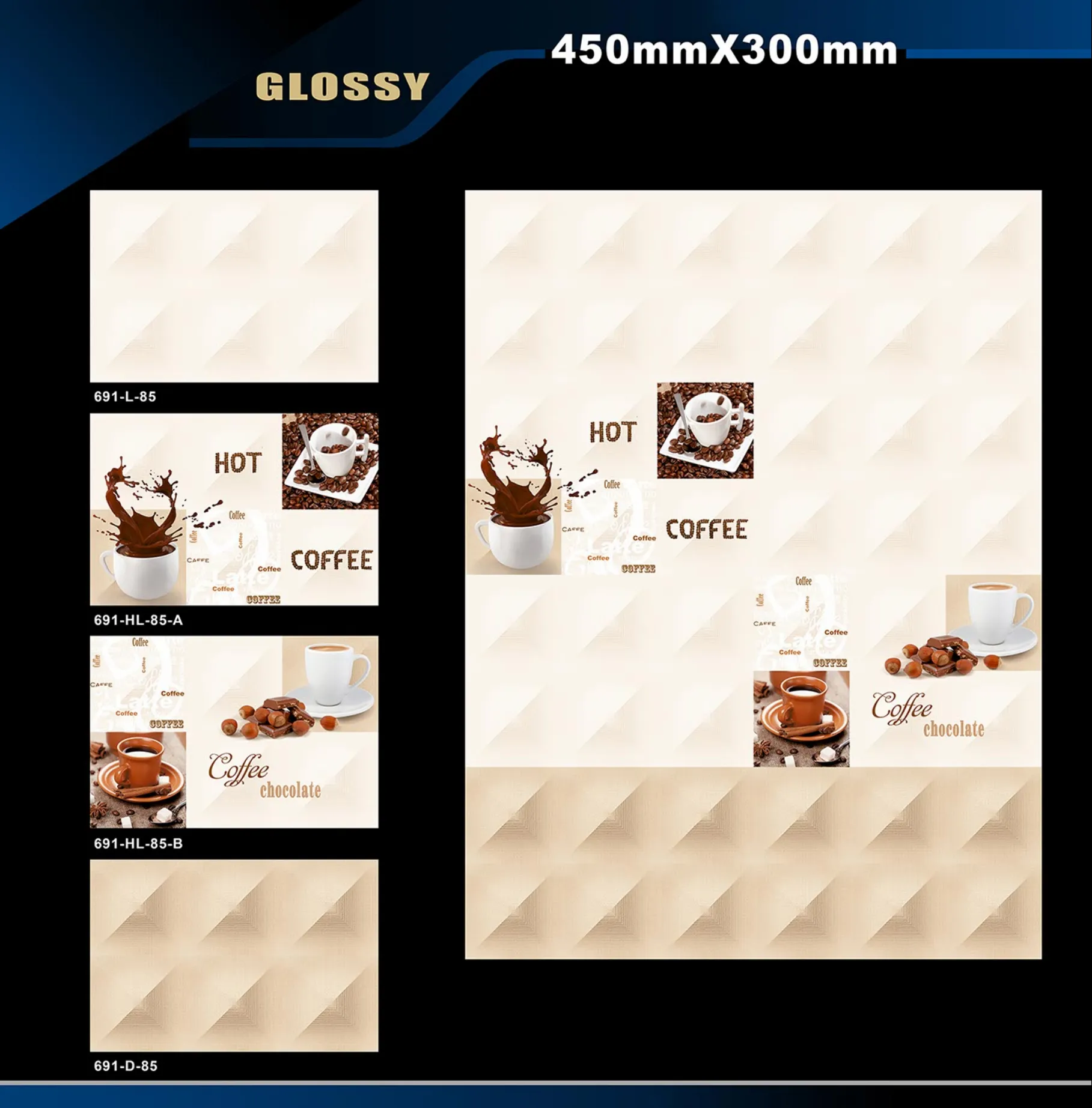 12 X 18 Kitchen 608 To 737 - Design 45 - 300x450mm Glossy