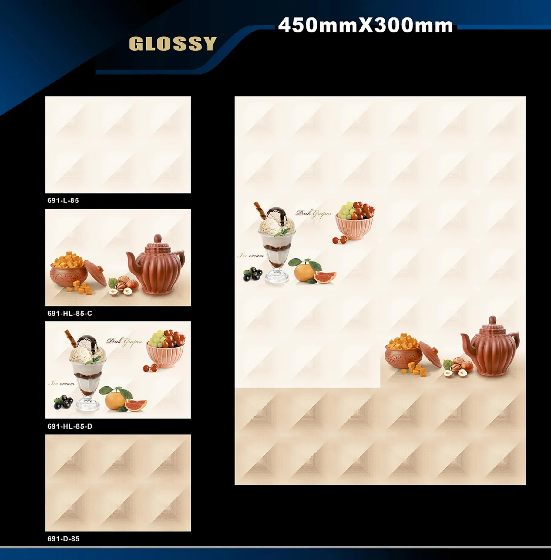 12 X 18 Kitchen 608 To 737 - Design 46 - 300x450mm Glossy