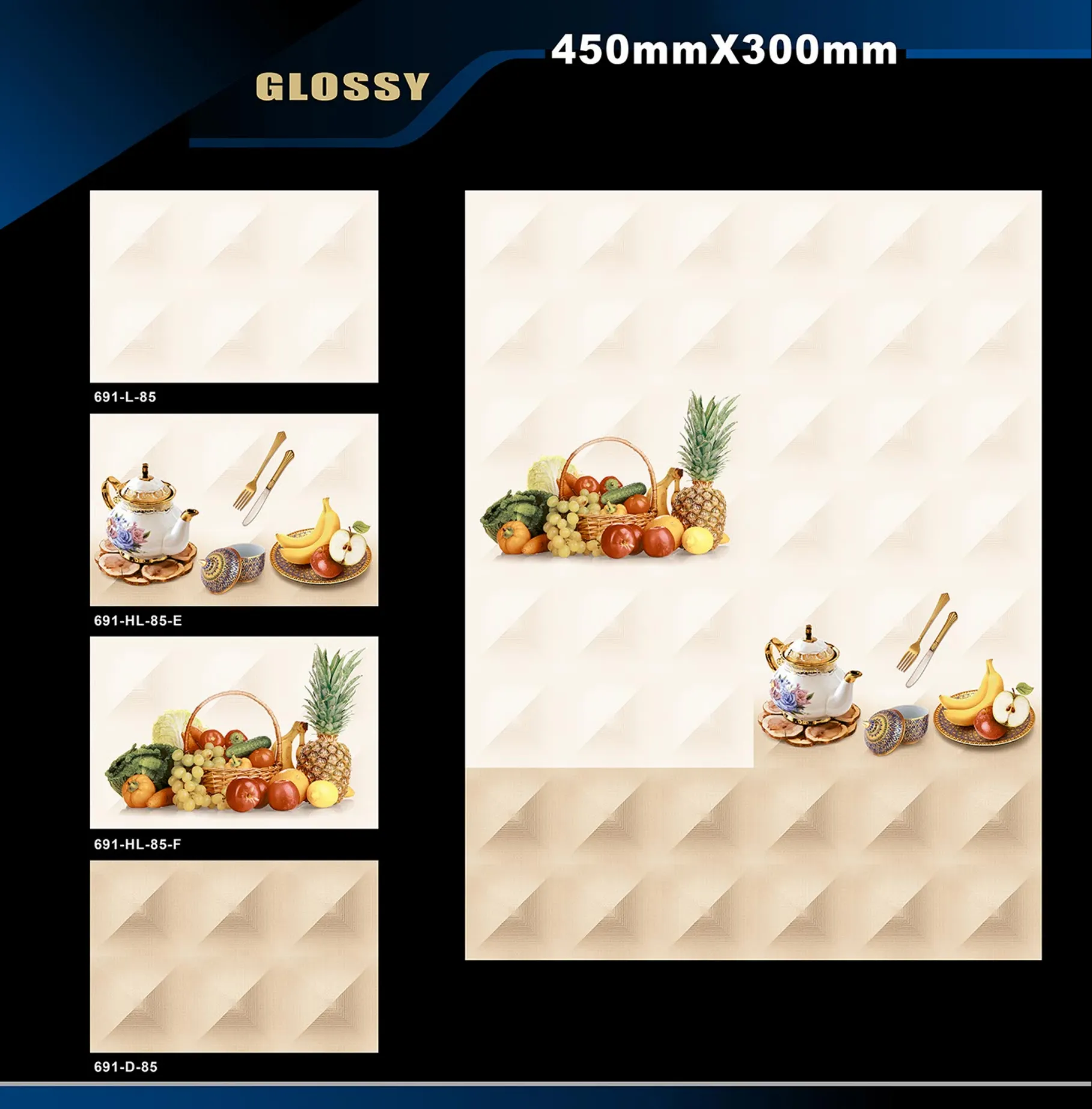 12 X 18 Kitchen 608 To 737 - Design 47 - 300x450mm Glossy