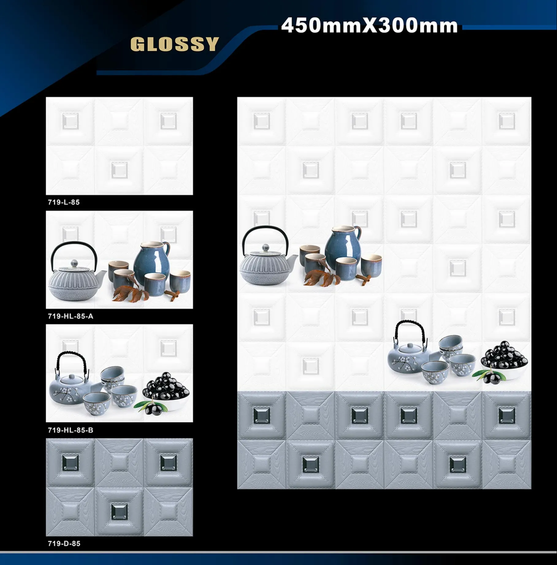 12 X 18 Kitchen 608 To 737 - Design 48 - 300x450mm Glossy