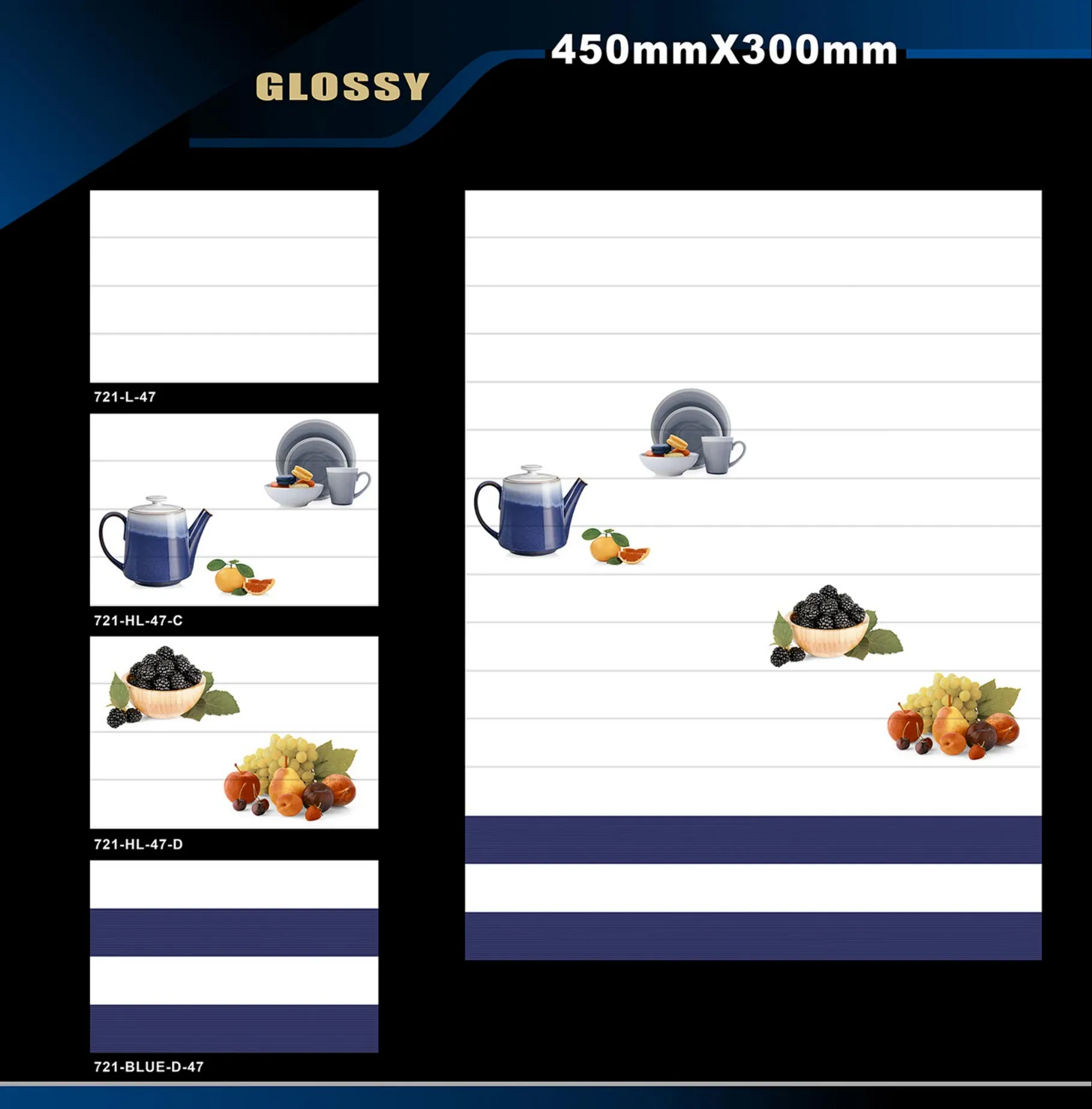12 X 18 Kitchen 608 To 737 - Design 50 - 300x450mm Glossy
