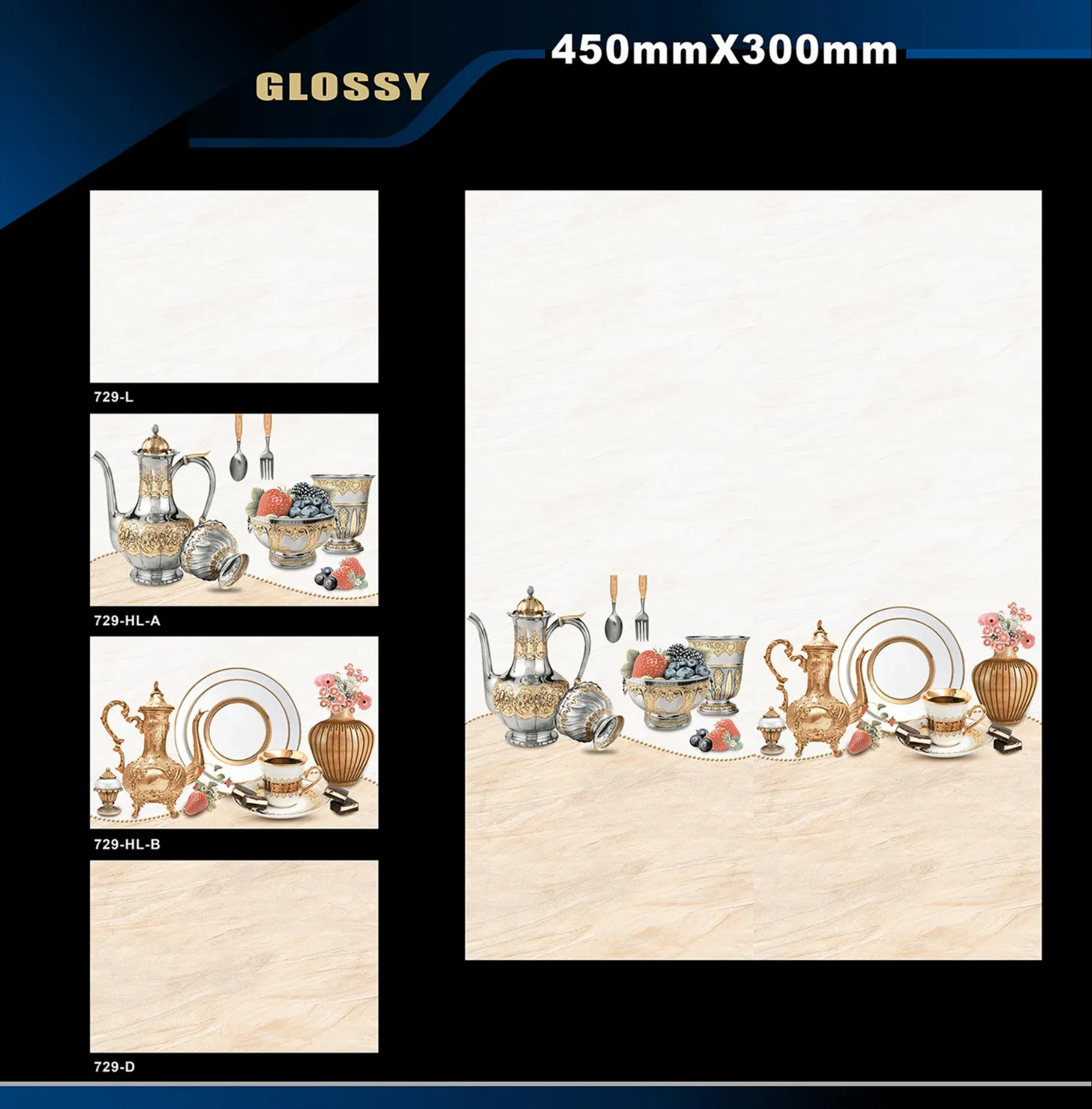 12 X 18 Kitchen 608 To 737 - Design 55 - 300x450mm Glossy