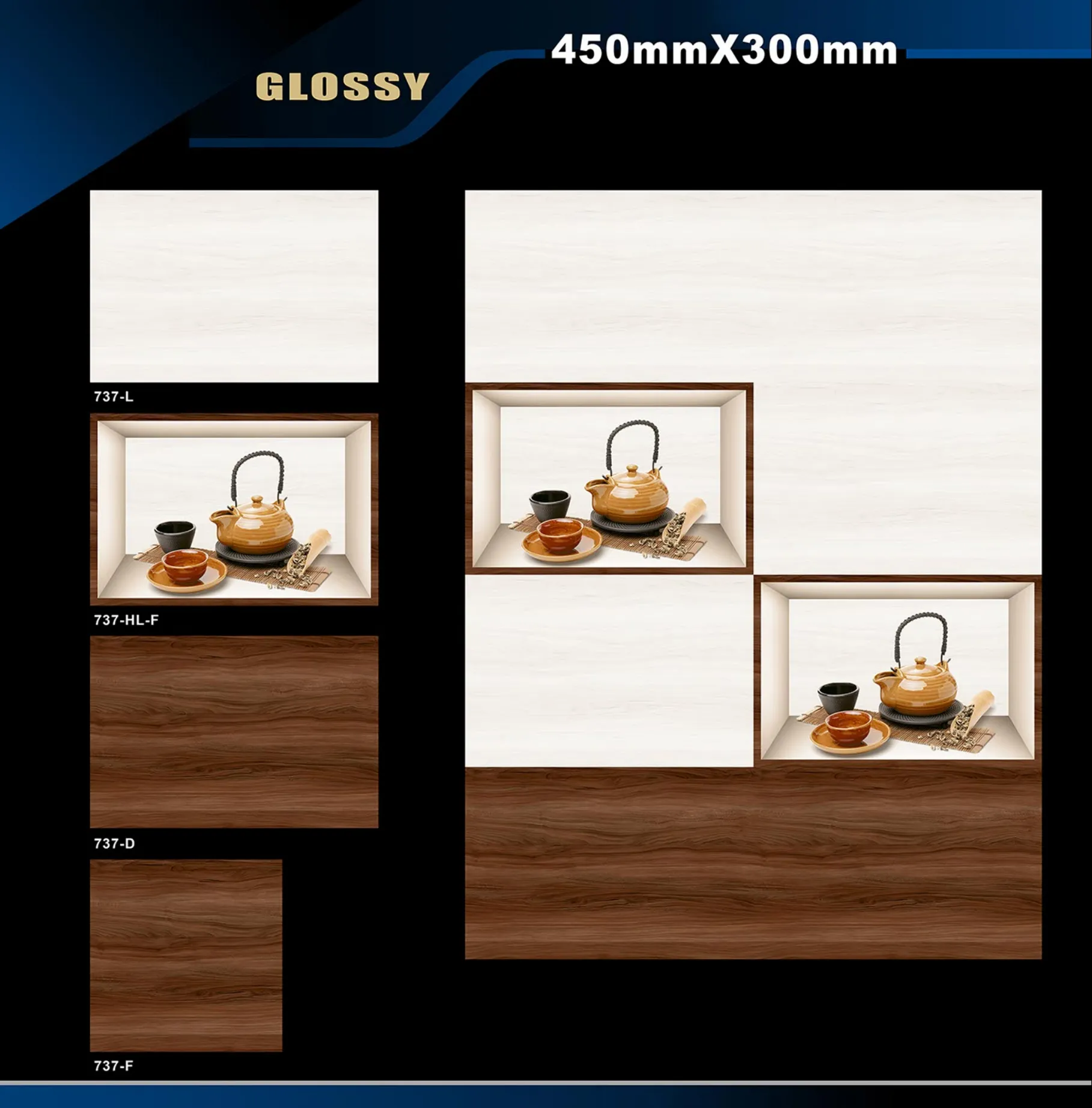 12 X 18 Kitchen 608 To 737 - Design 60 - 300x450mm Glossy