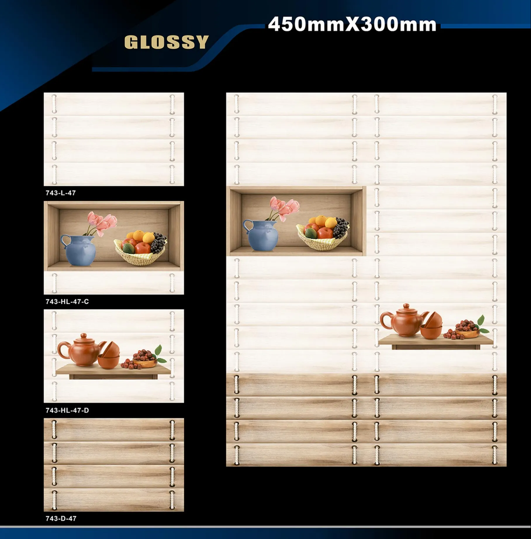 12 X 18 Kitchen 743 To 892 - Design 1 - 300x450mm Glossy