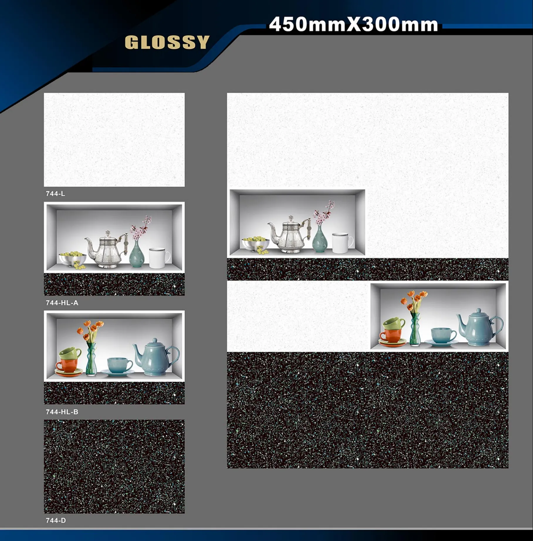 12 X 18 Kitchen 743 To 892 - Design 2 - 300x450mm Glossy
