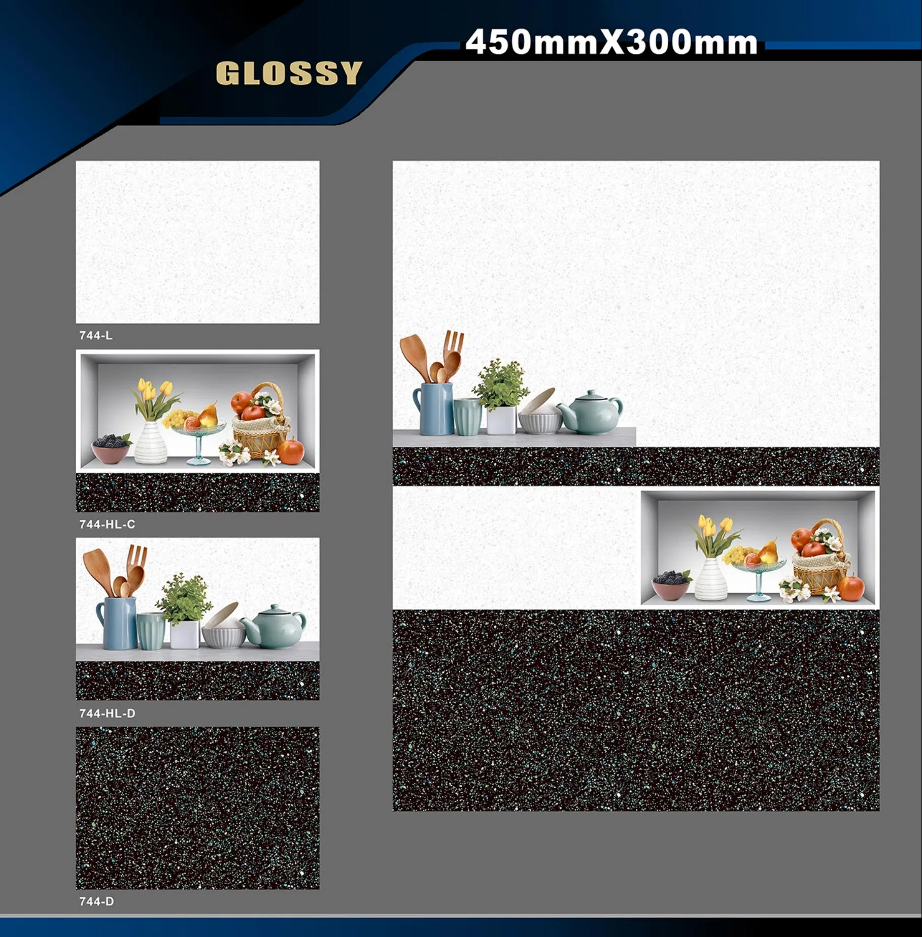 12 X 18 Kitchen 743 To 892 - Design 3 - 300x450mm Glossy