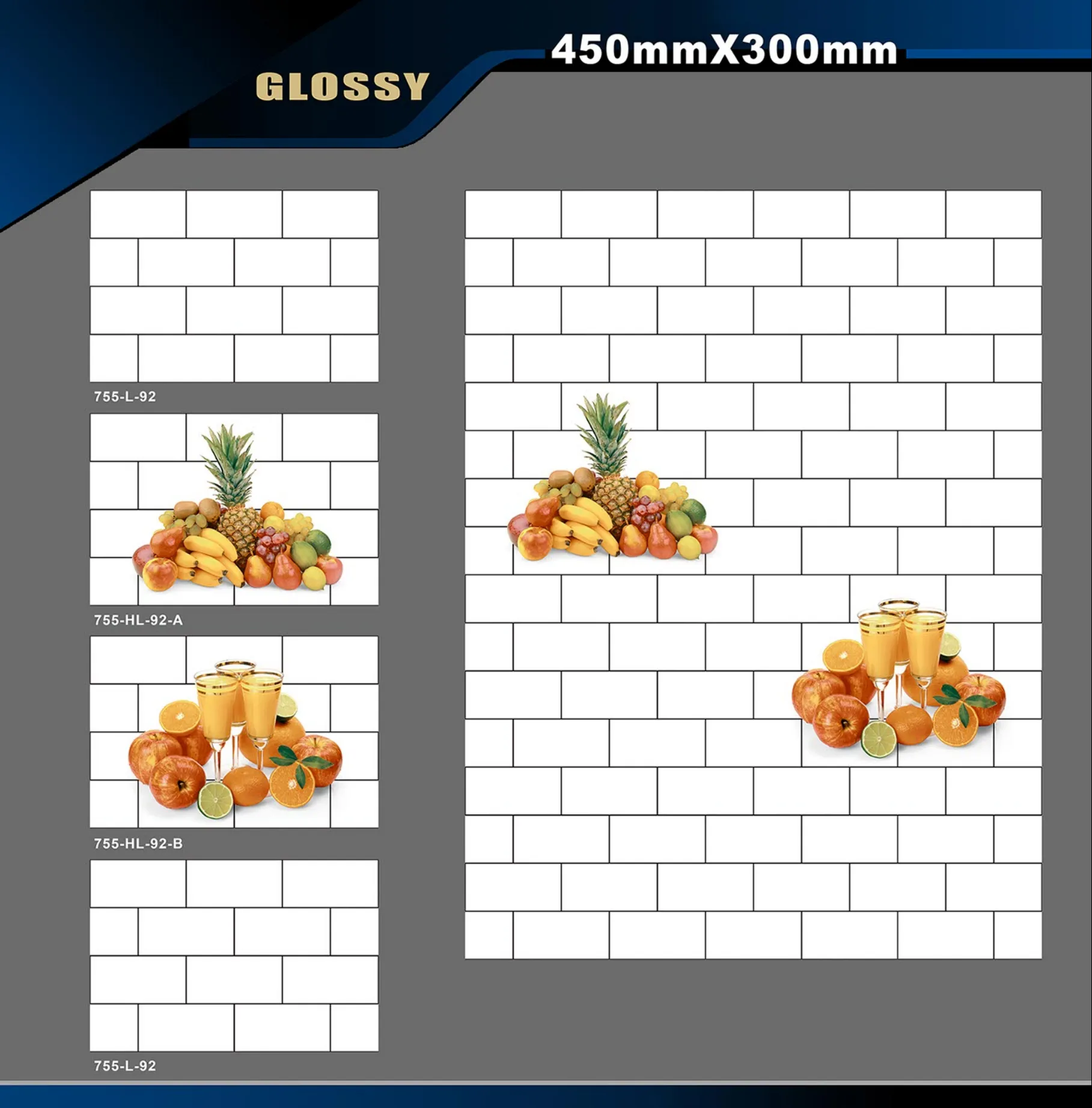 12 X 18 Kitchen 743 To 892 - Design 5 - 300x450mm Glossy