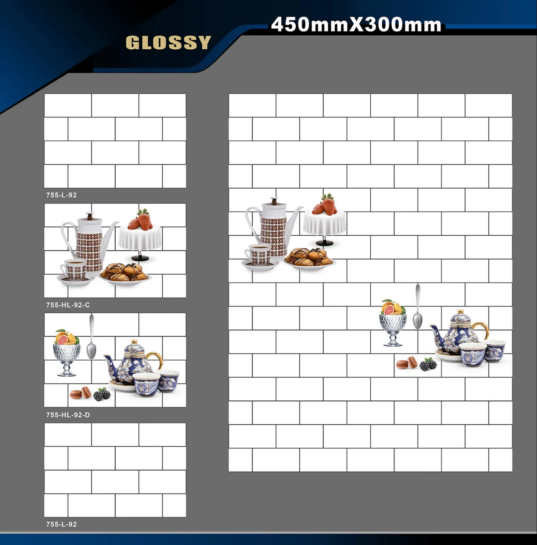 12 X 18 Kitchen 743 To 892 - Design 6 - 300x450mm Glossy