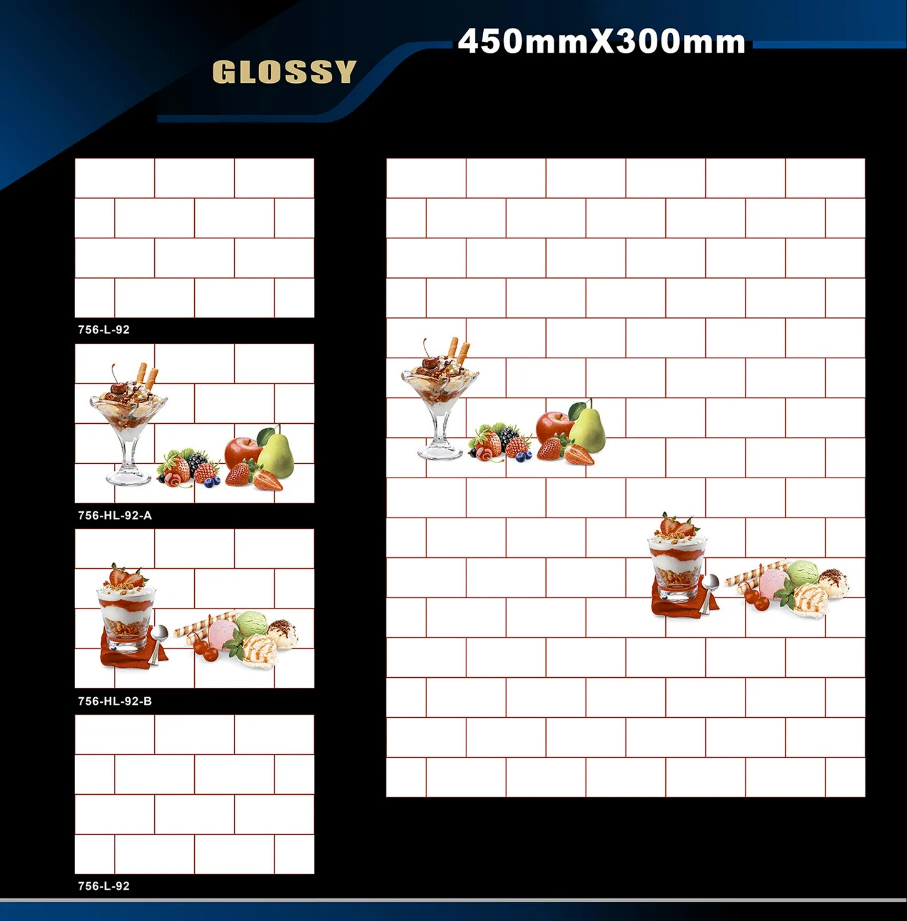 12 X 18 Kitchen 743 To 892 - Design 7 - 300x450mm Glossy