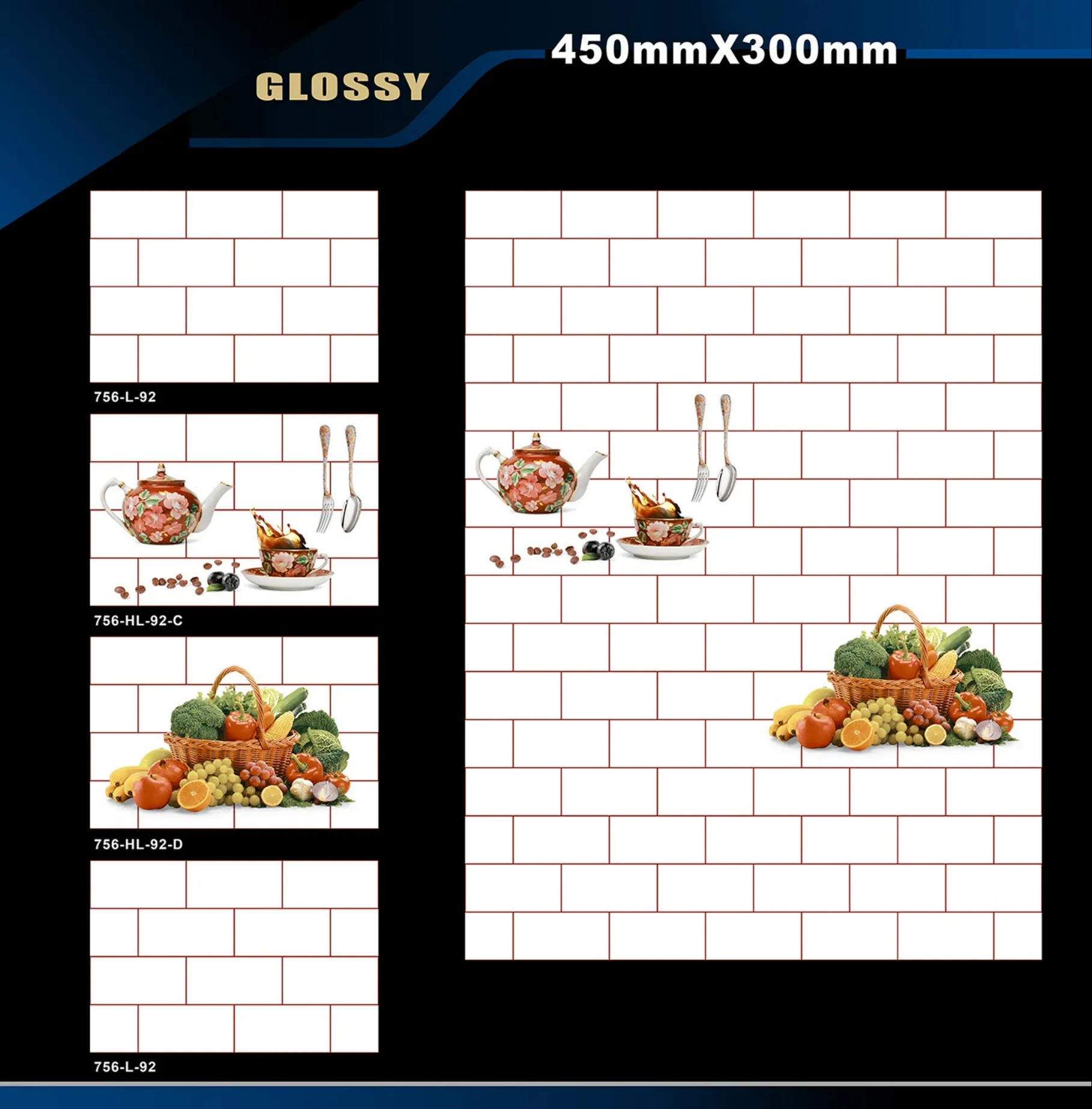 12 X 18 Kitchen 743 To 892 - Design 8 - 300x450mm Glossy