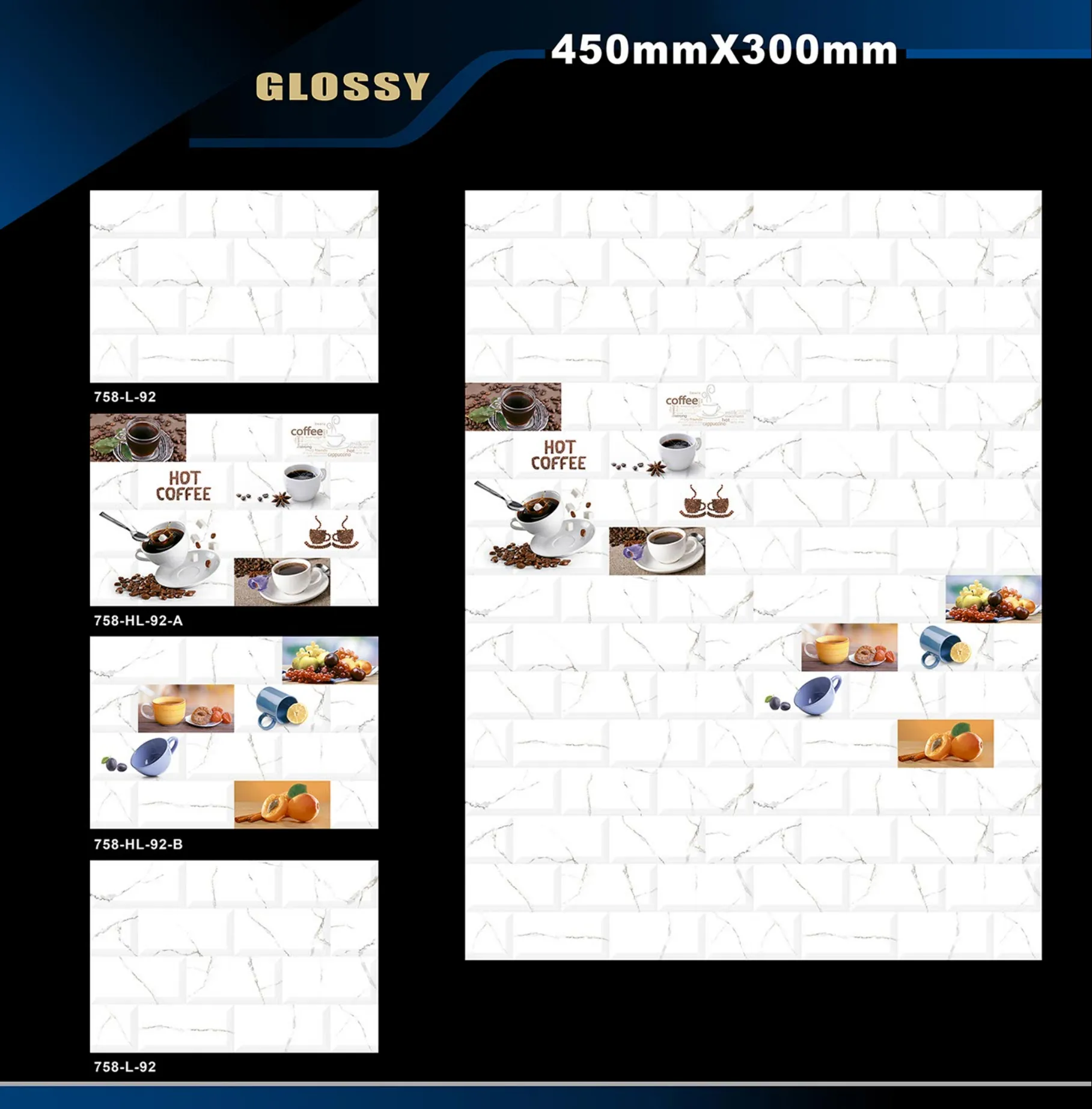 12 X 18 Kitchen 743 To 892 - Design 9 - 300x450mm Glossy