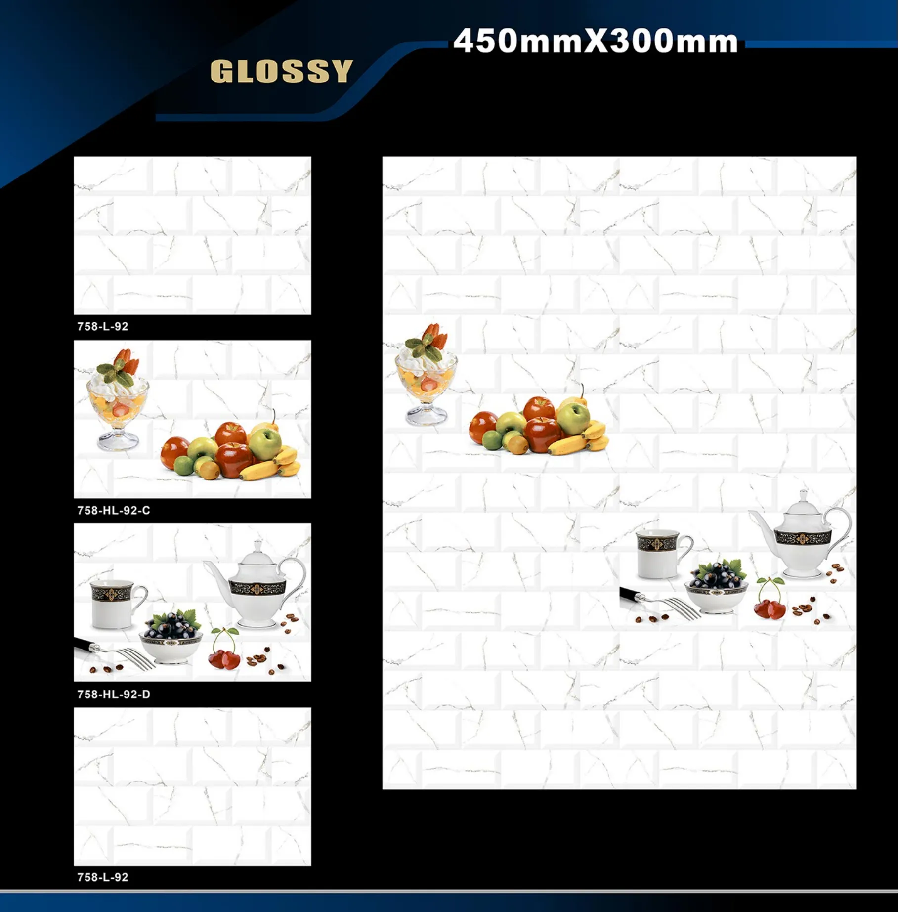 12 X 18 Kitchen 743 To 892 - Design 10 - 300x450mm Glossy