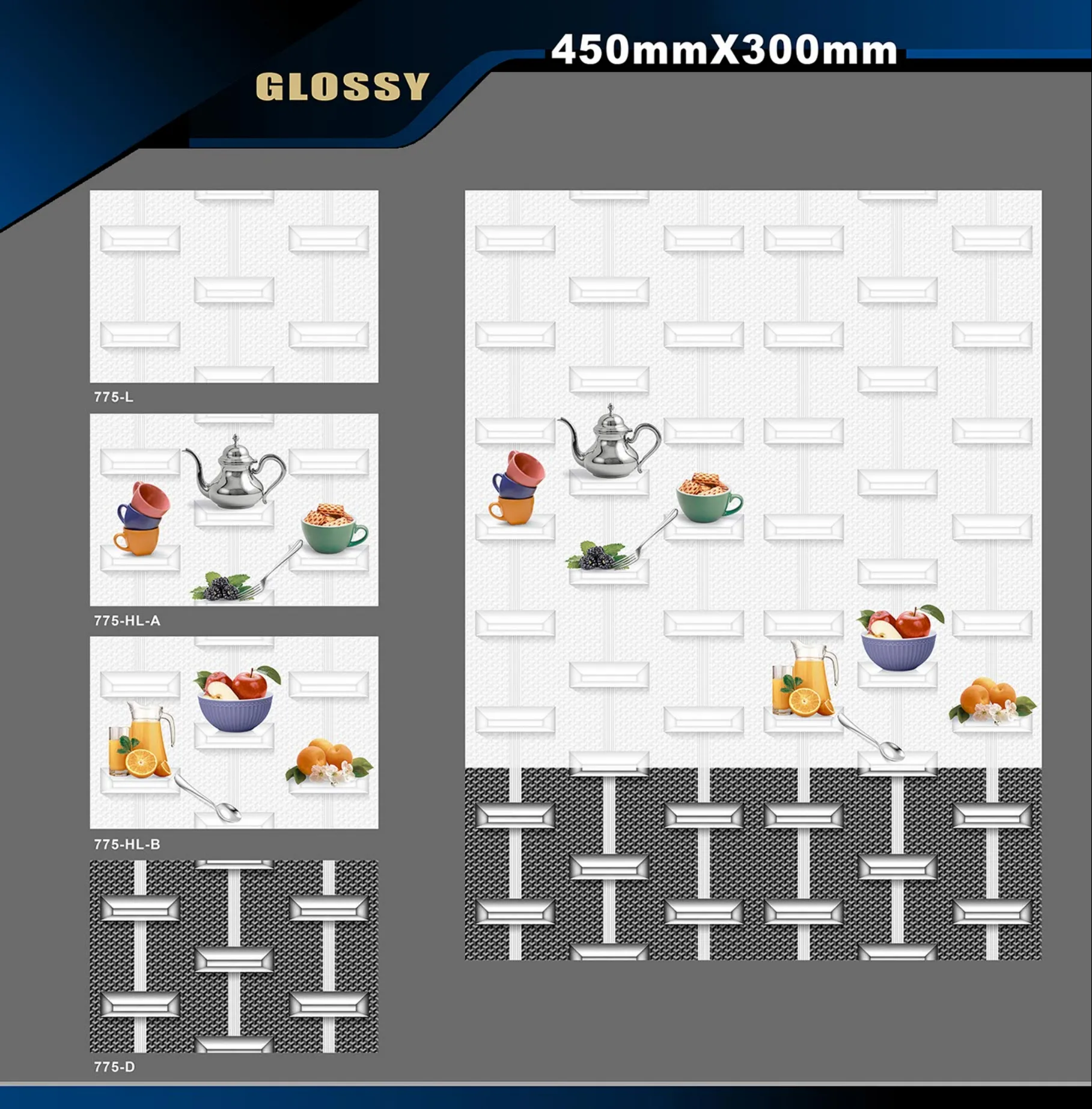 12 X 18 Kitchen 743 To 892 - Design 21 - 300x450mm Glossy