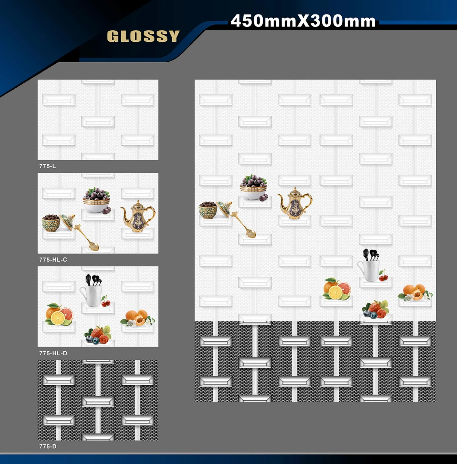 12 X 18 Kitchen 743 To 892 - Design 22 - 300x450mm Glossy