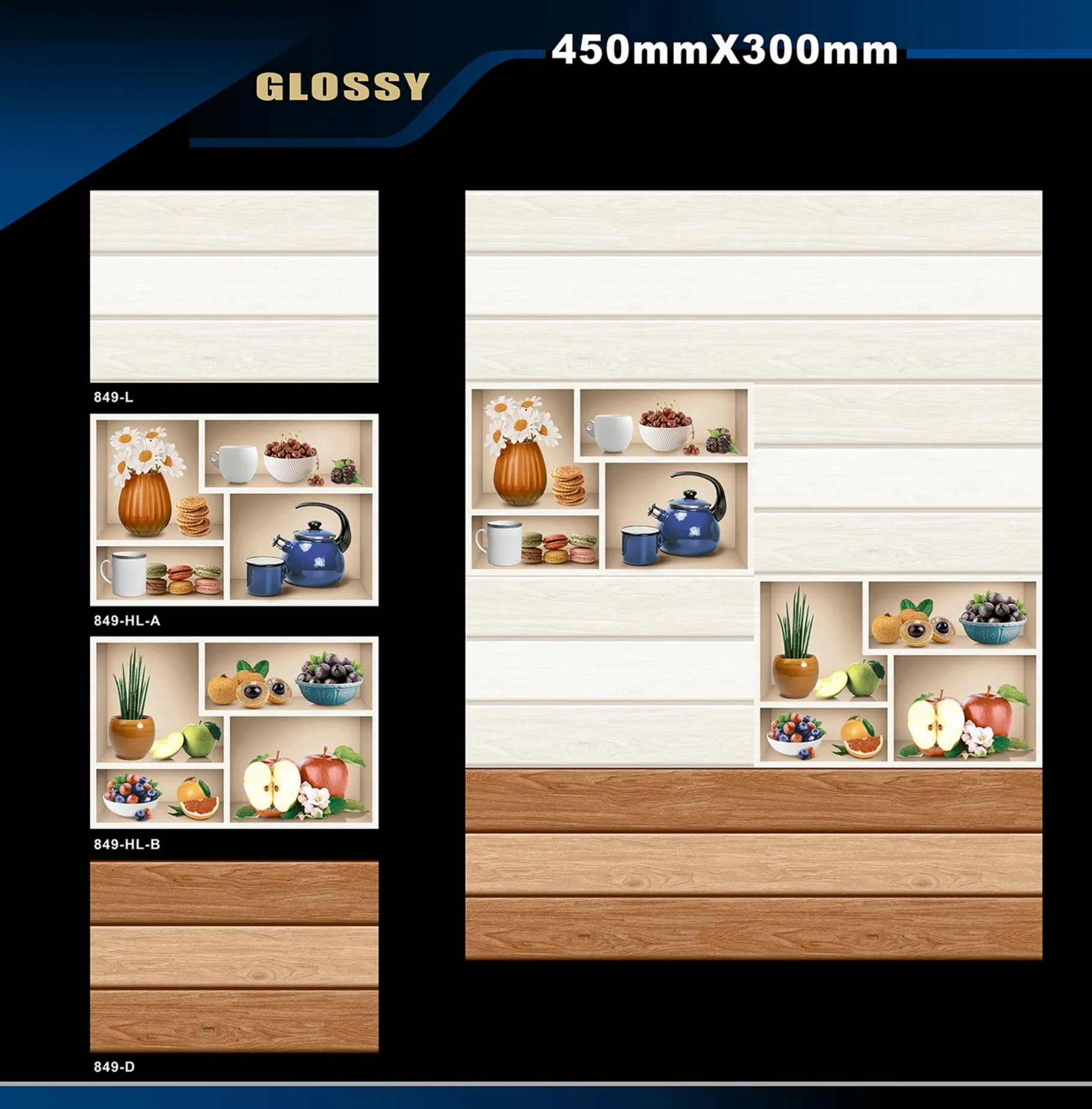 12 X 18 Kitchen 743 To 892 - Design 44 - 300x450mm Glossy
