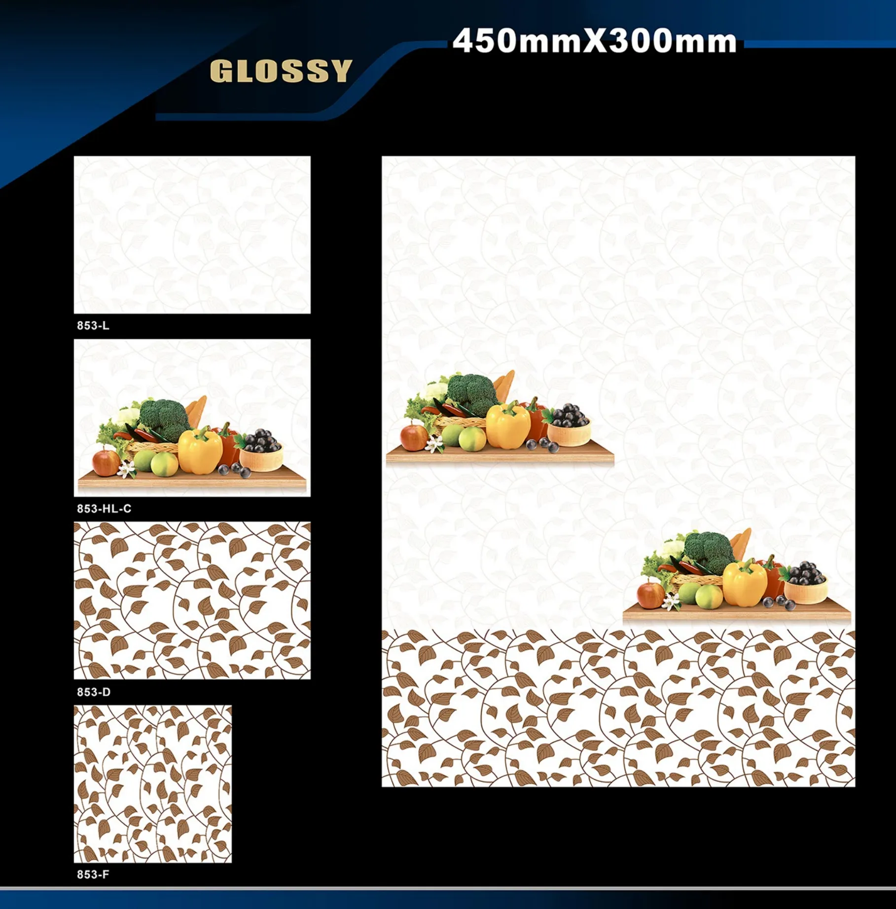 12 X 18 Kitchen 743 To 892 - Design 46 - 300x450mm Glossy