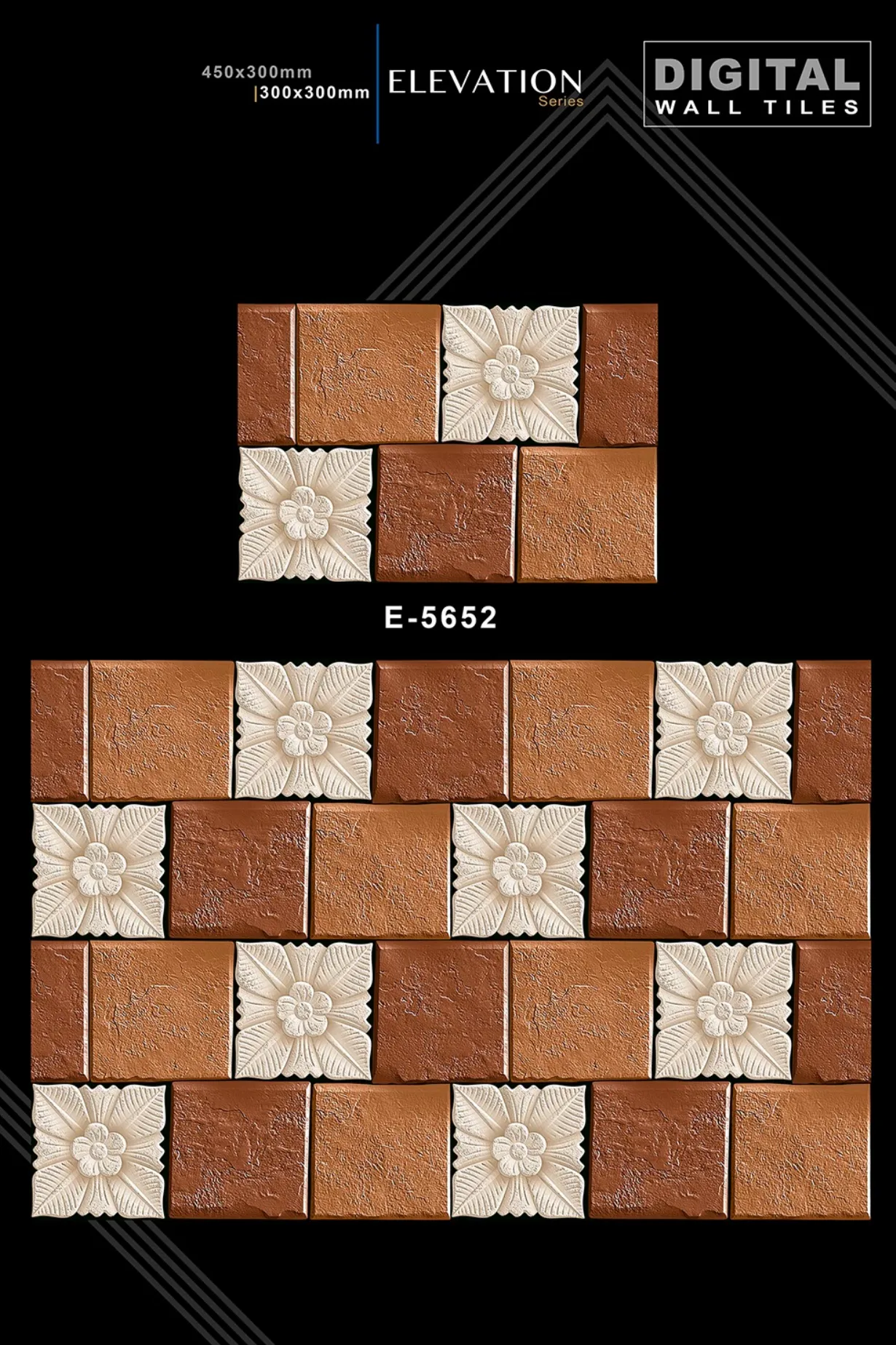 12 X 18 New Elevation E 4045 To E 9062 - Design 25 - 300x450mm Elevation