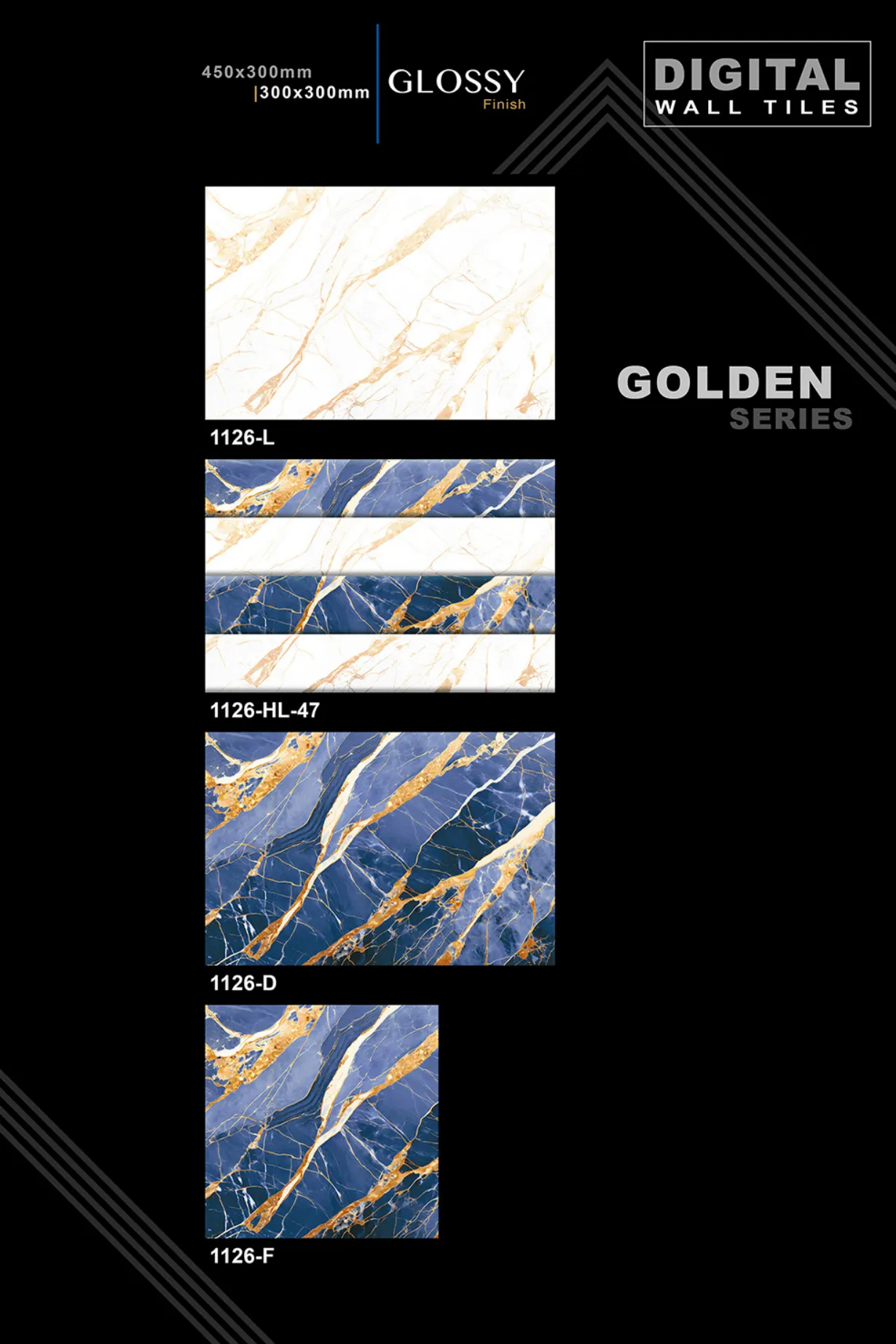 12 X 18 New Golden Series - Design 5 - 300x450mm Golden