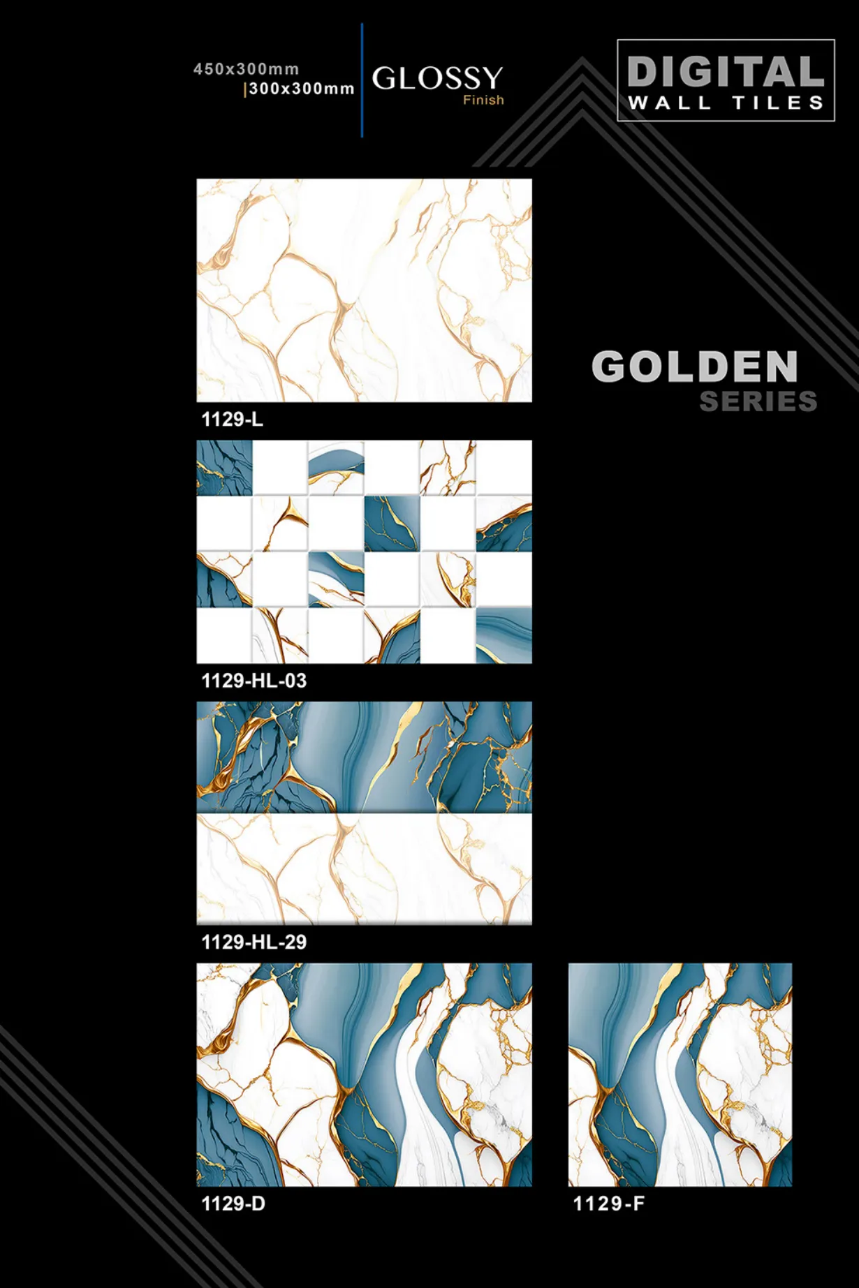 12 X 18 New Golden Series - Design 8 - 300x450mm Golden