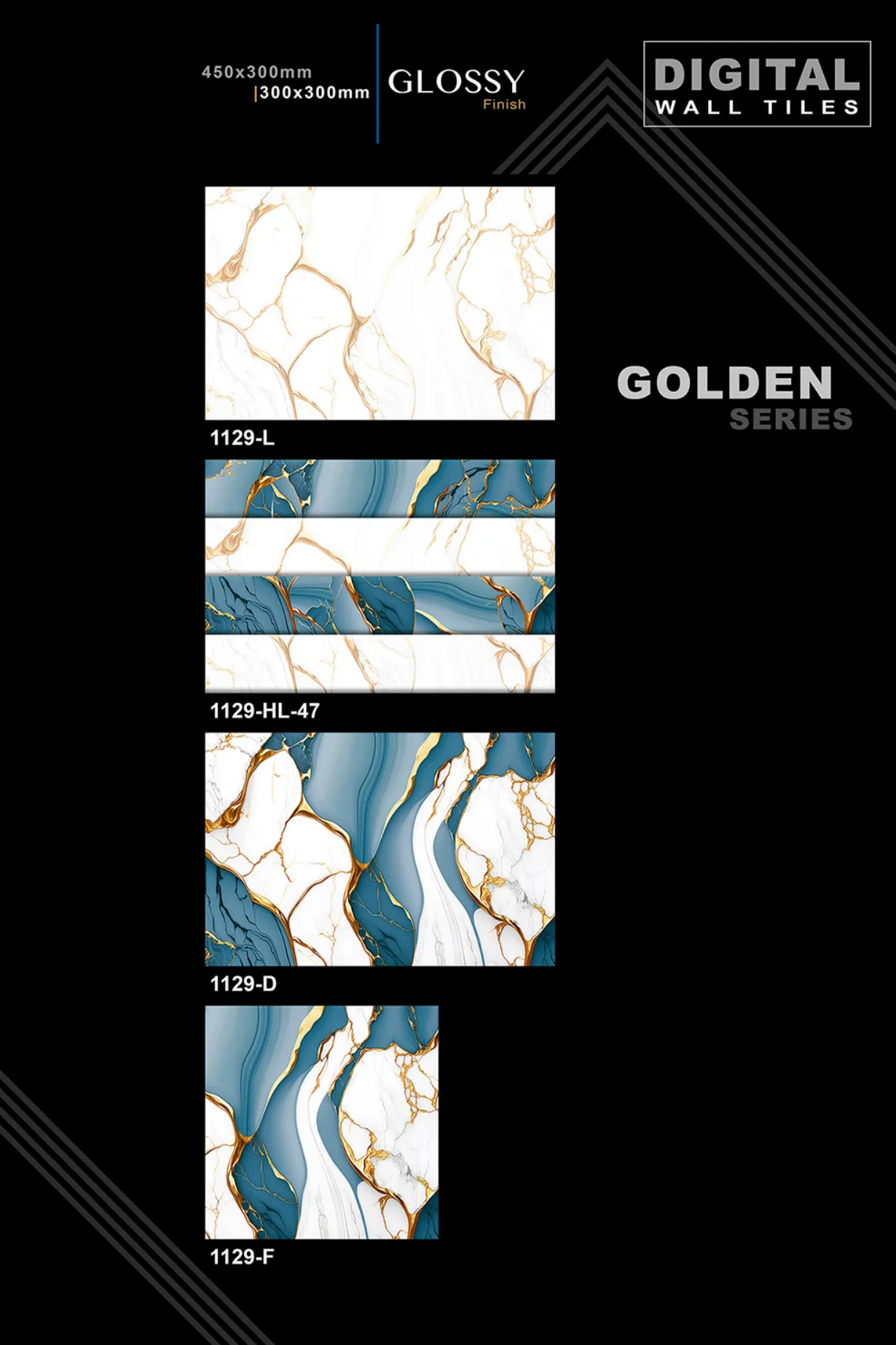 12 X 18 New Golden Series - Design 9 - 300x450mm Golden