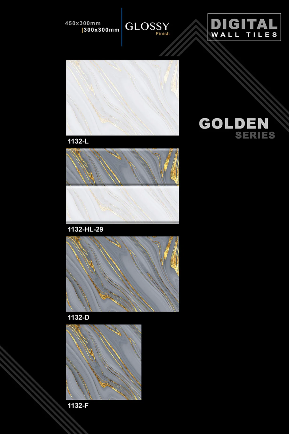 12 X 18 New Golden Series - Design 13 - 300x450mm Golden