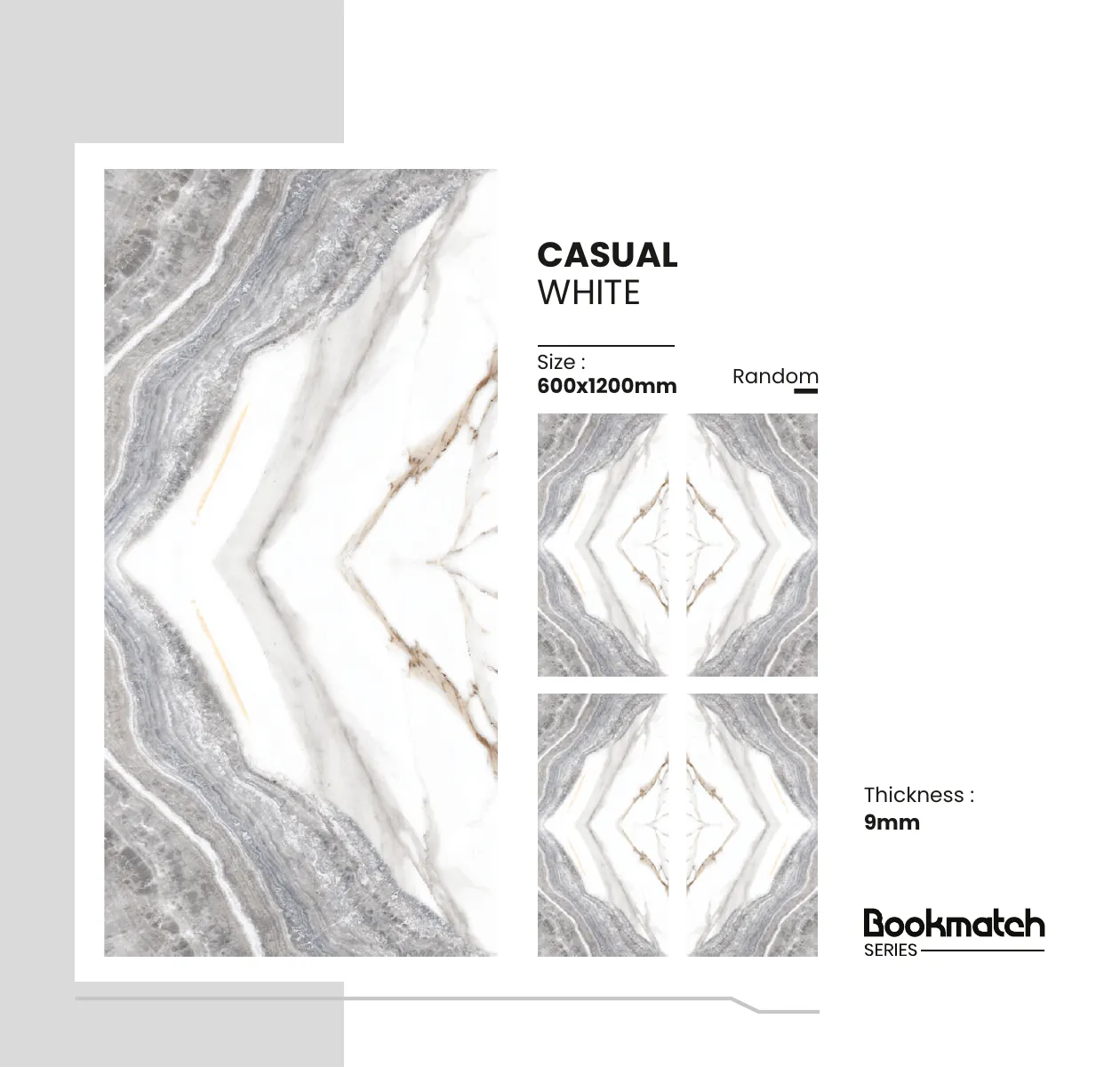 Bookmatch Series Catalogue - Design 4 - 600x1200mm Bookmatch