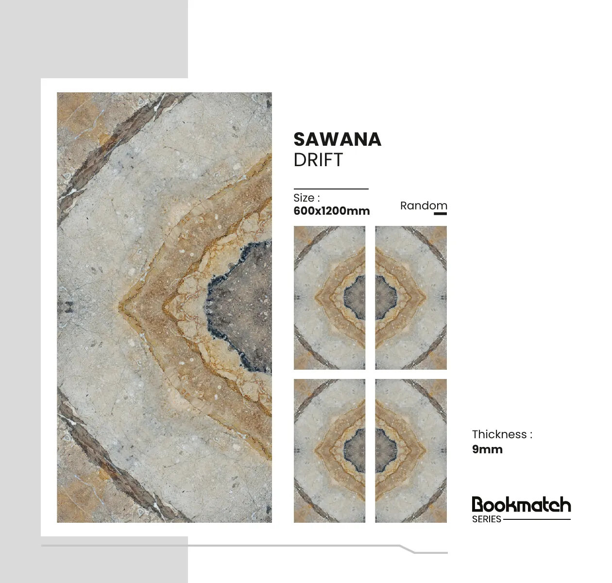 Bookmatch Series Catalogue - Design 18 - 600x1200mm Bookmatch