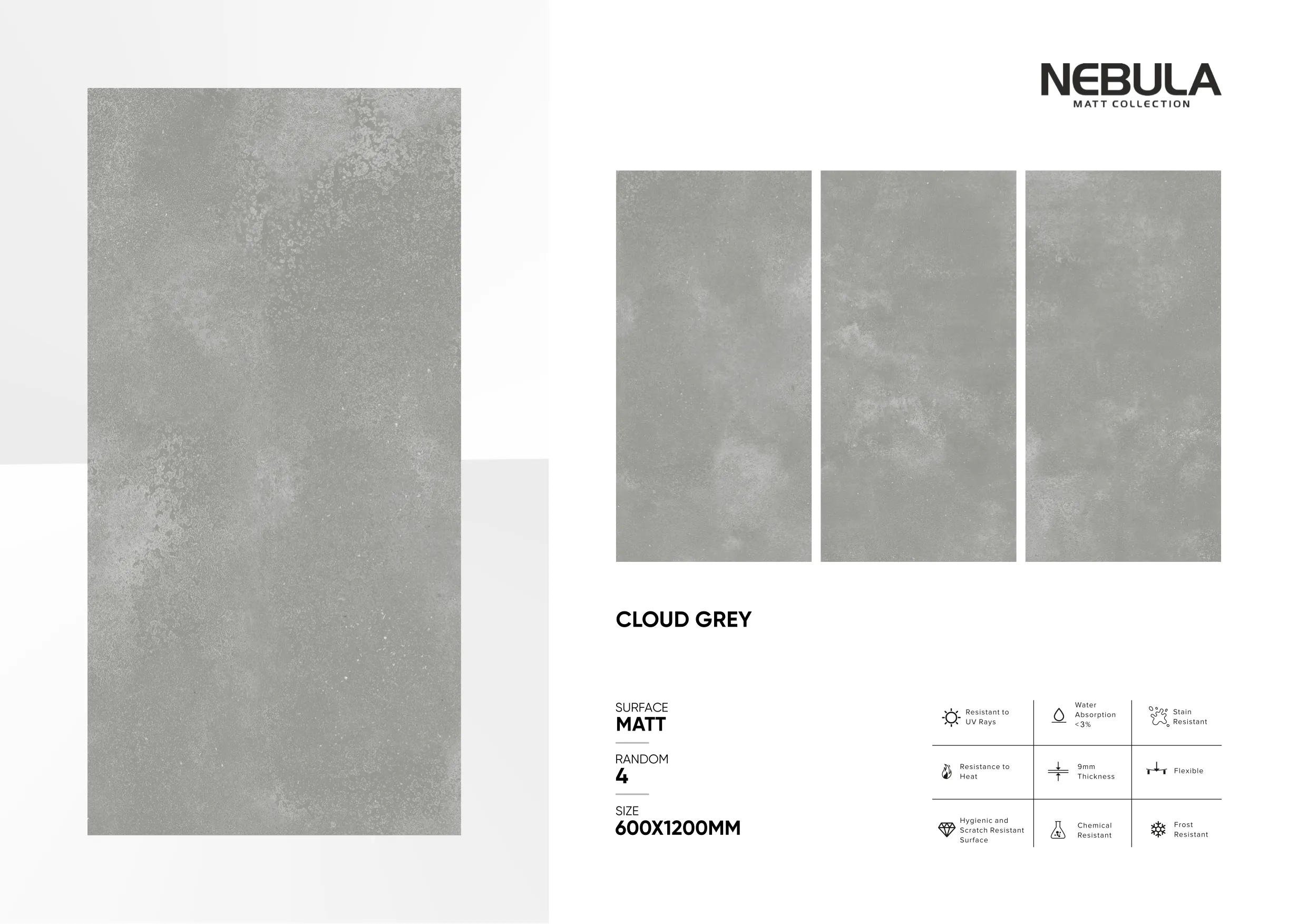 600x1200mm, MATT NEBULA - Design 33 - 600x1200mm Matt