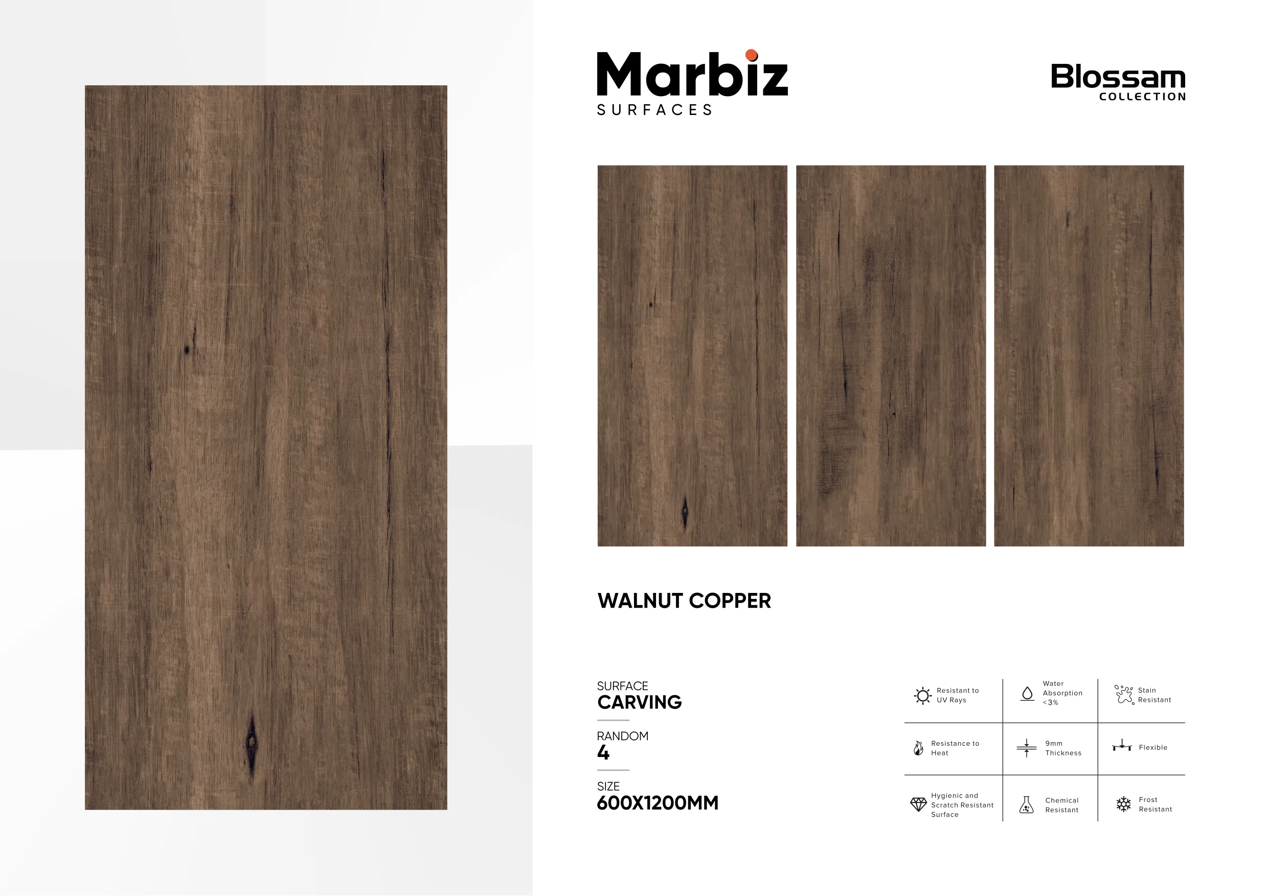 Blossam 600x1200mm Wood Carving - Design 103 - 600x1200mm Carving