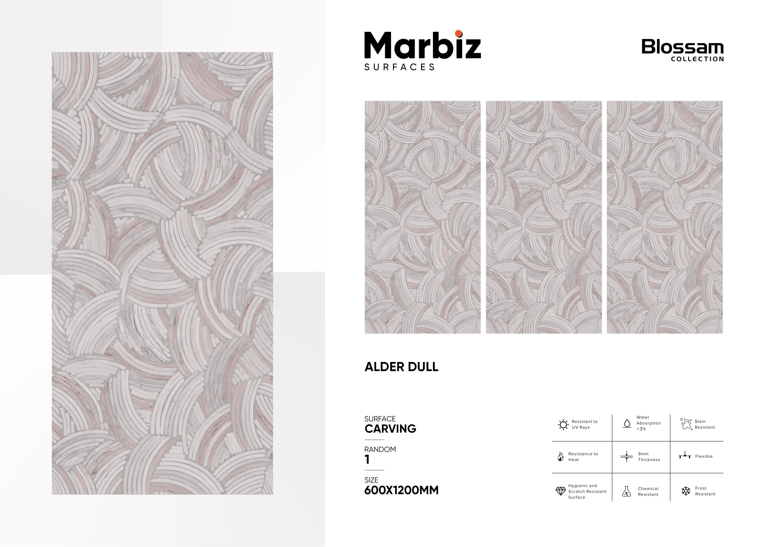 Blossam 600x1200mm Wood Carving - Design 11 - 600x1200mm Carving
