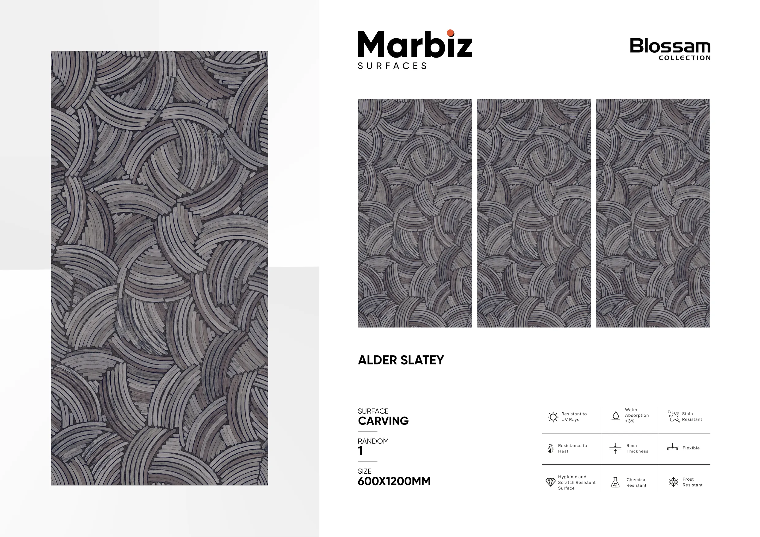 Blossam 600x1200mm Wood Carving - Design 15 - 600x1200mm Carving