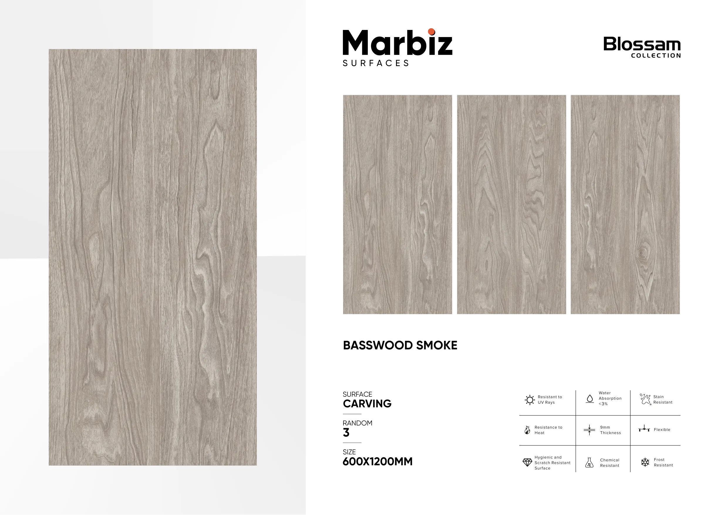 Blossam 600x1200mm Wood Carving - Design 41 - 600x1200mm Carving