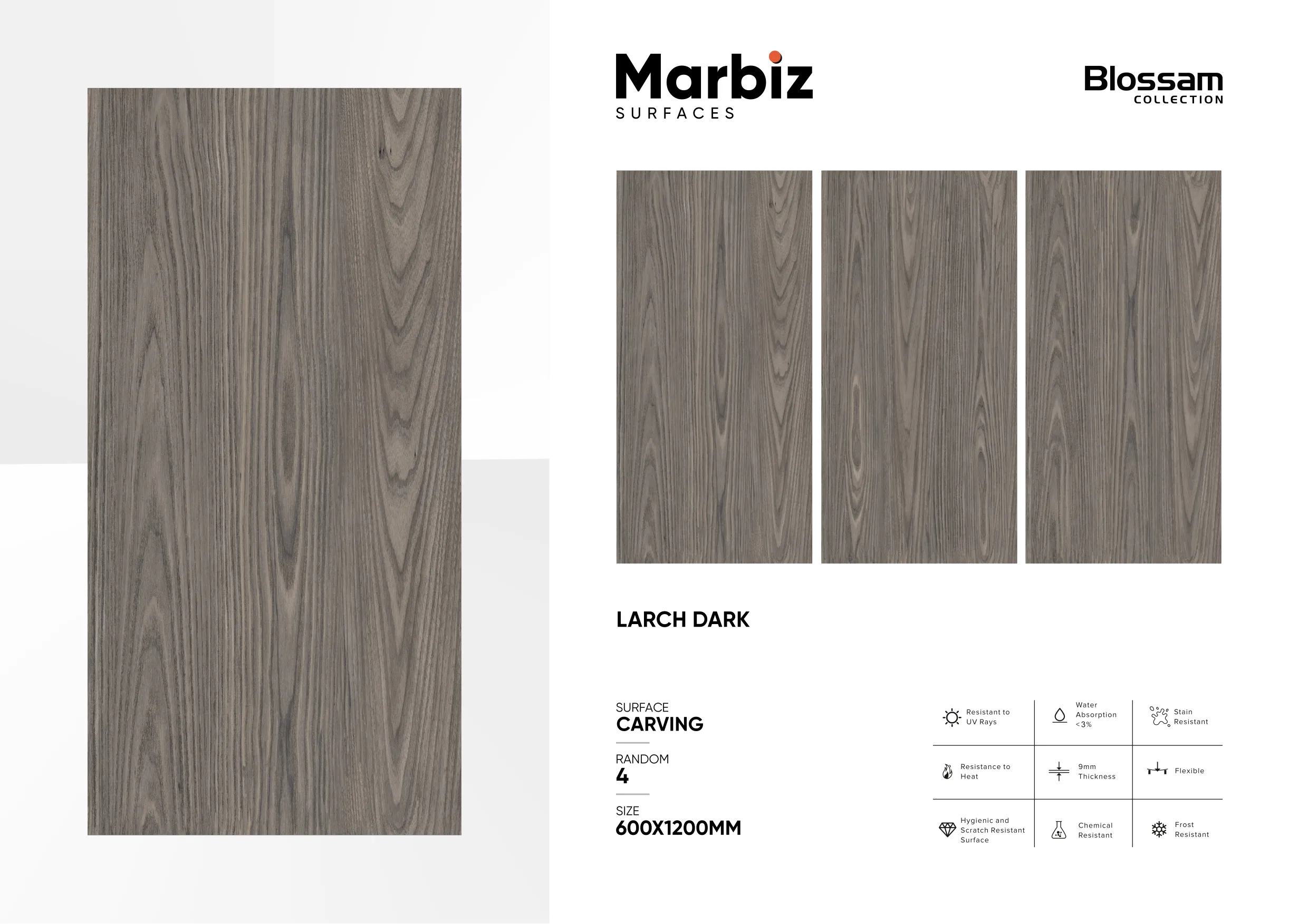 Blossam 600x1200mm Wood Carving - Design 71 - 600x1200mm Carving