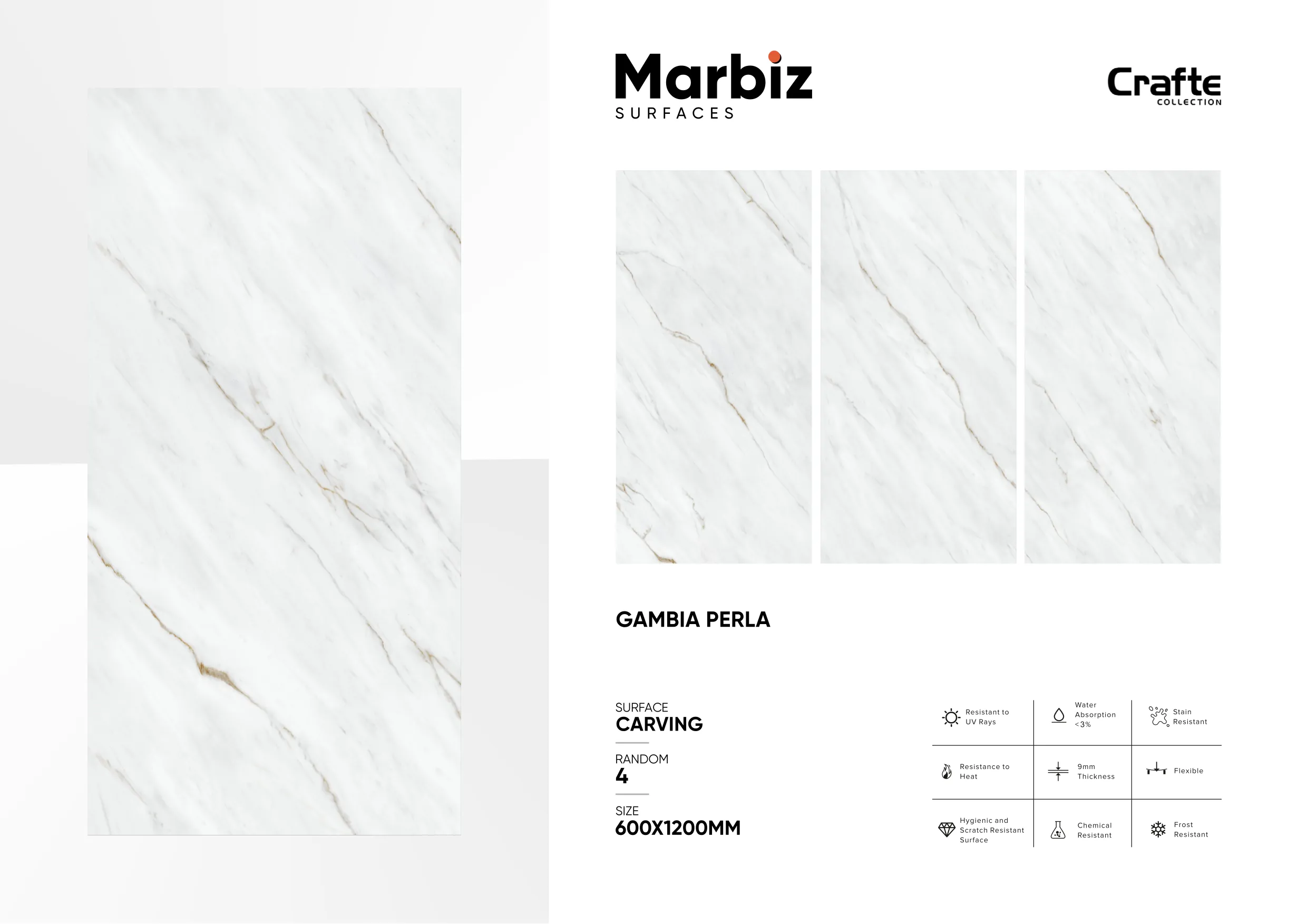 Crafte 600x1200mm White Carving - Design 12 - 600x1200mm Carving