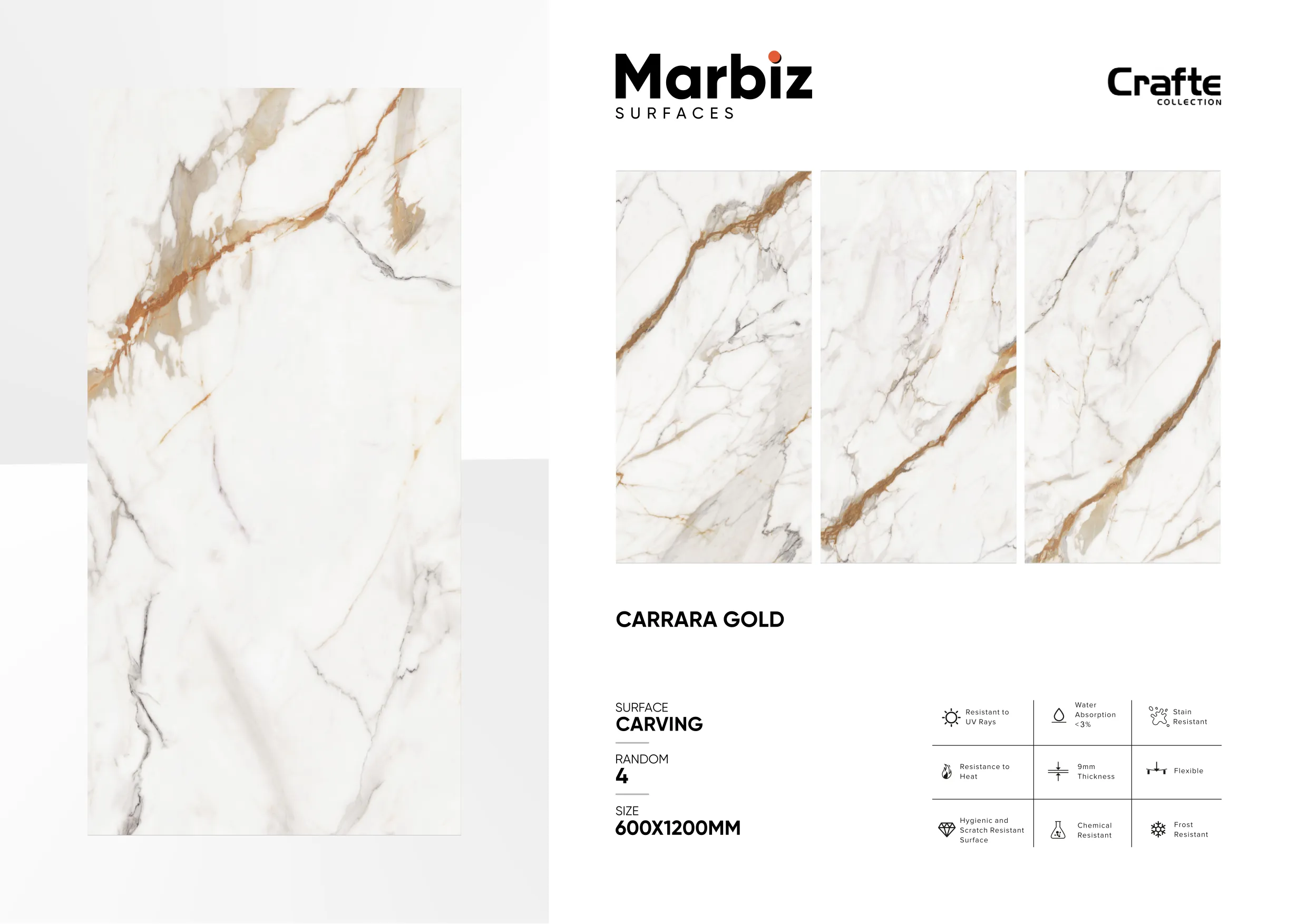 Crafte 600x1200mm White Carving - Design 34 - 600x1200mm Carving