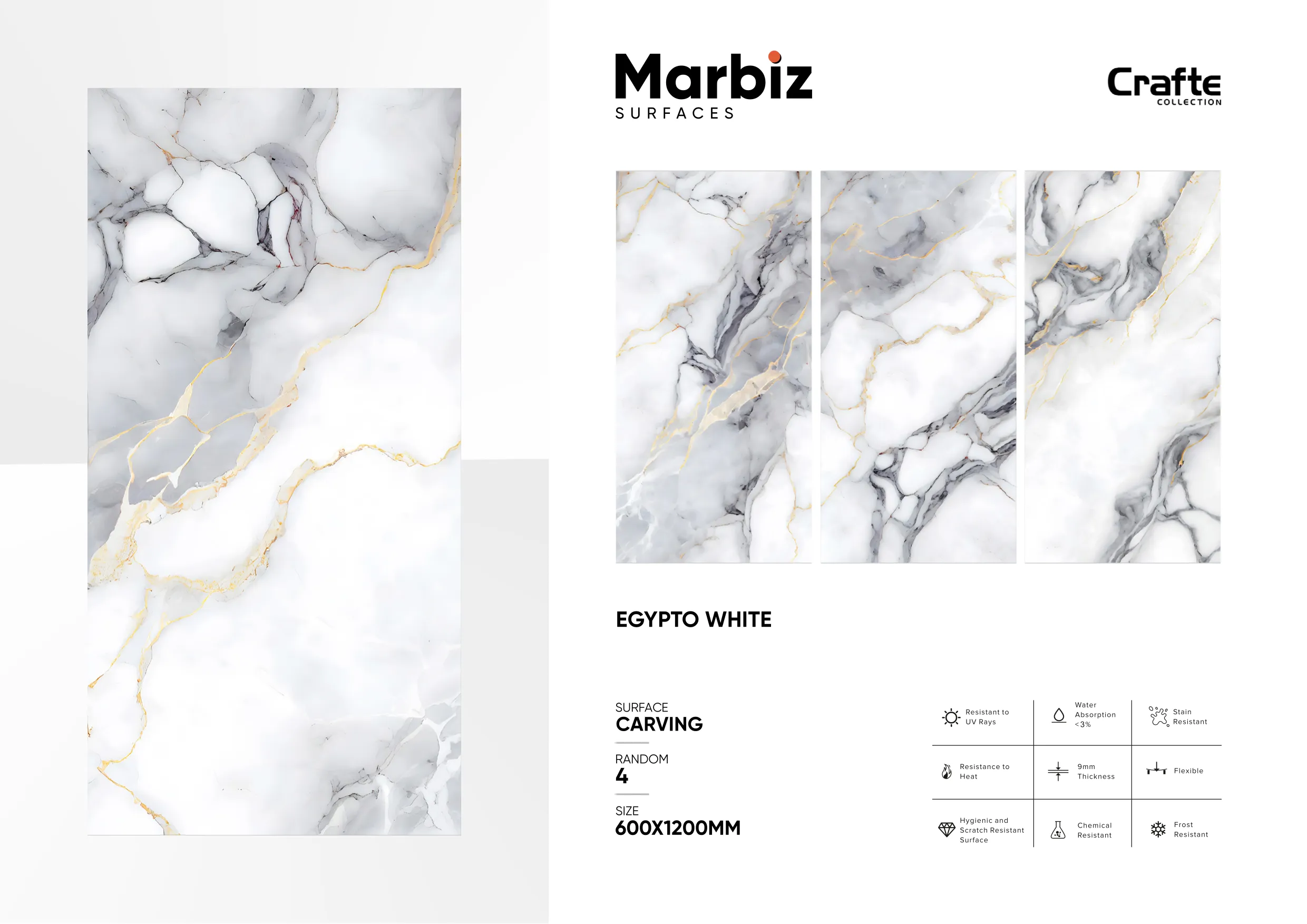 Crafte 600x1200mm White Carving - Design 42 - 600x1200mm Carving