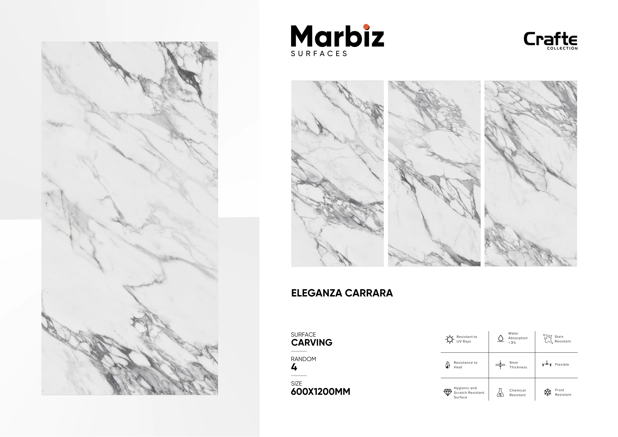 Crafte 600x1200mm White Carving - Design 46 - 600x1200mm Carving