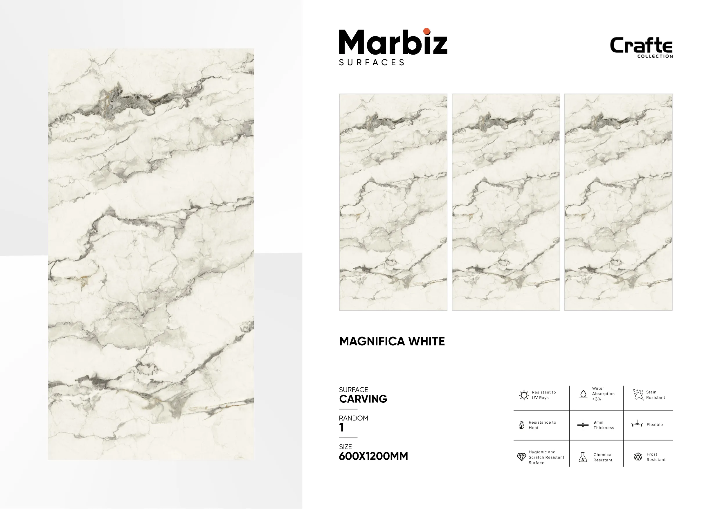 Crafte 600x1200mm White Carving - Design 72 - 600x1200mm Carving