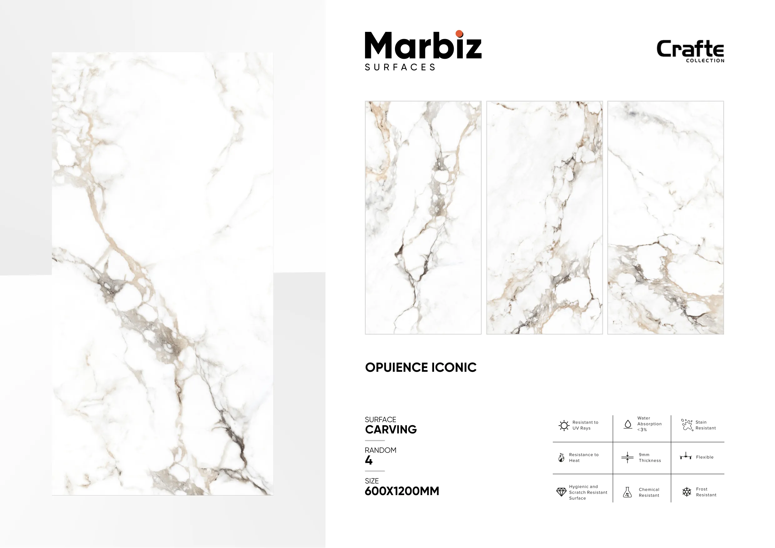 Crafte 600x1200mm White Carving - Design 82 - 600x1200mm Carving