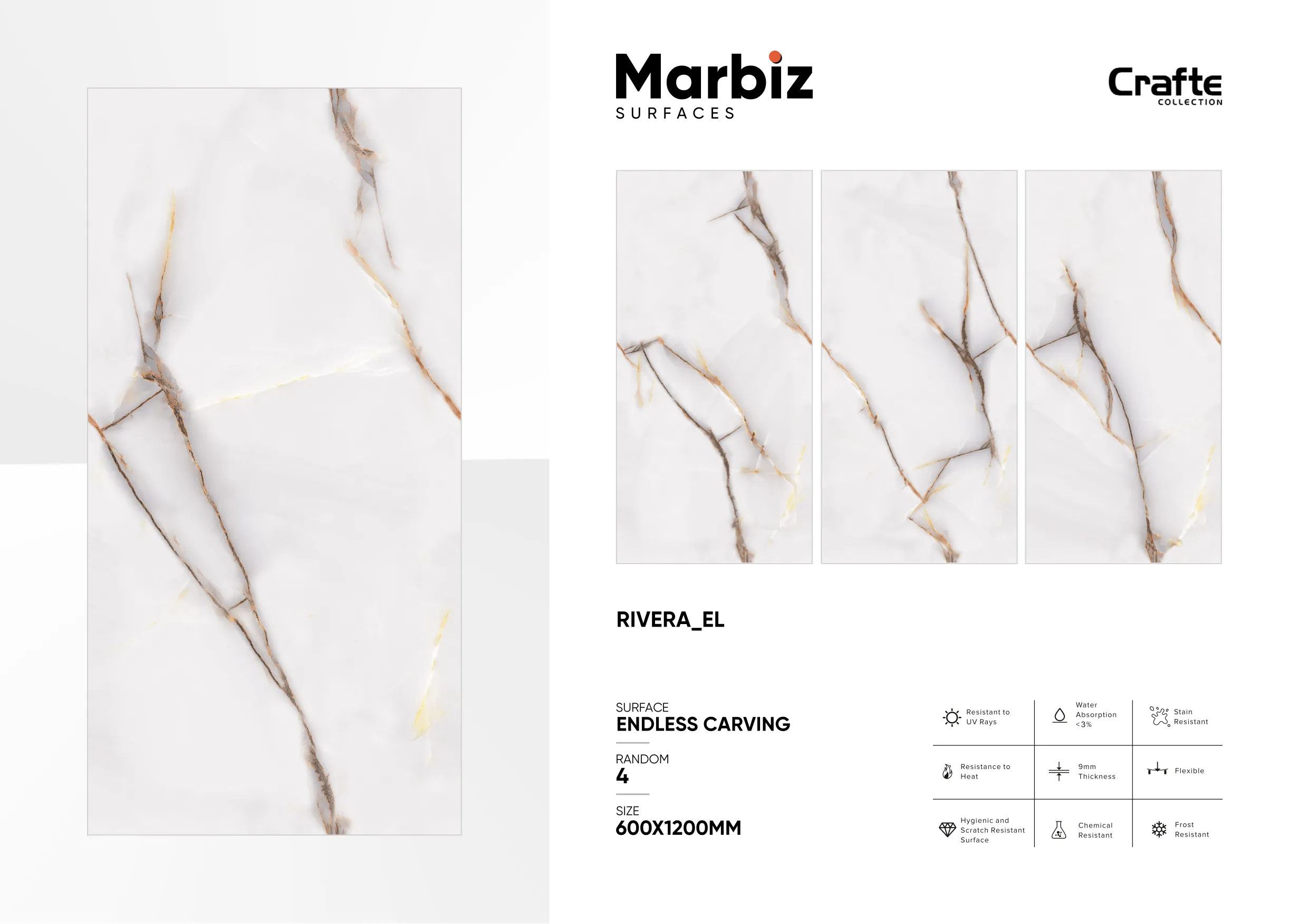 Crafte 600x1200mm White Endless - Design 100 - 600x1200mm Endless