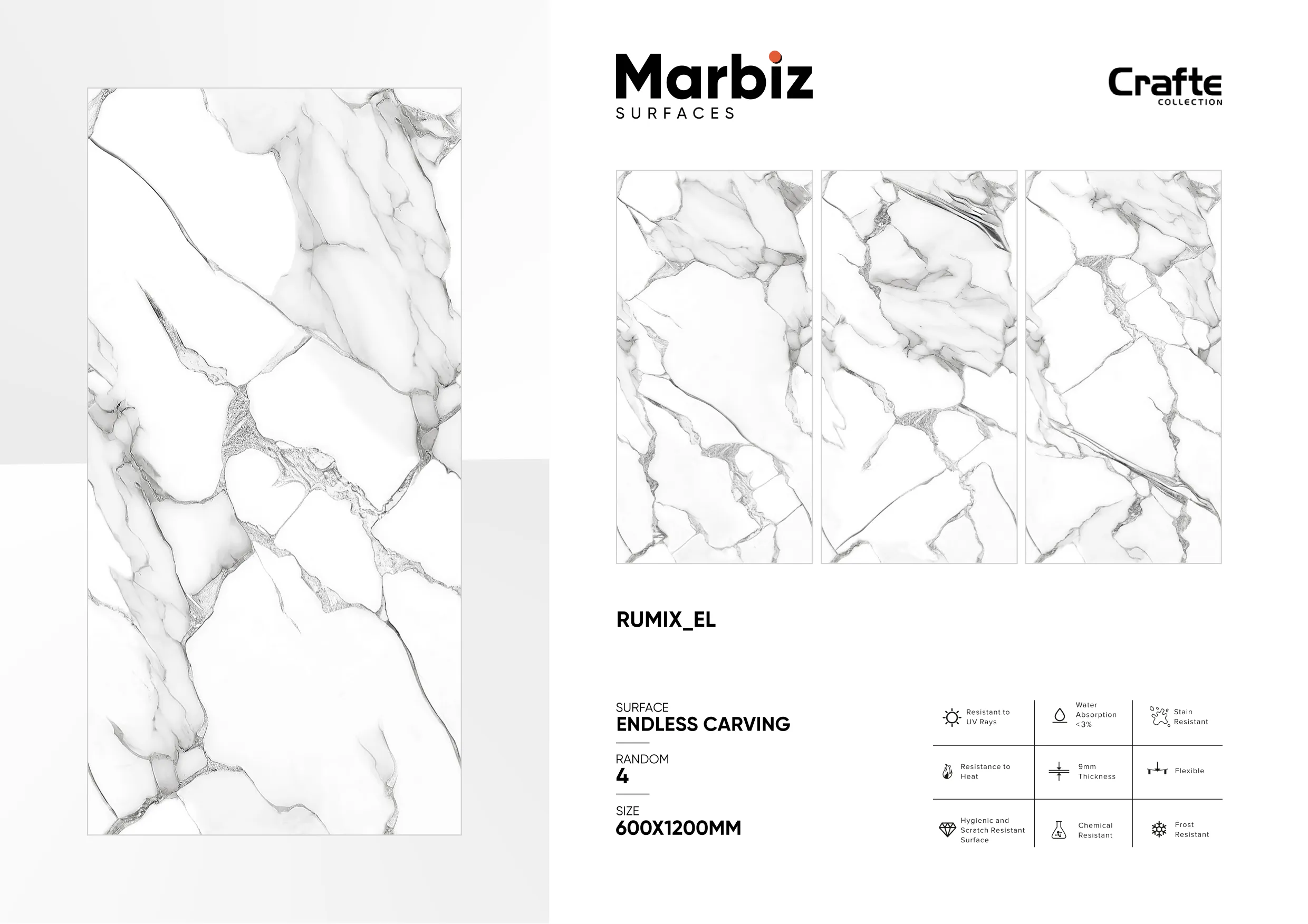 Crafte 600x1200mm White Endless - Design 102 - 600x1200mm Endless